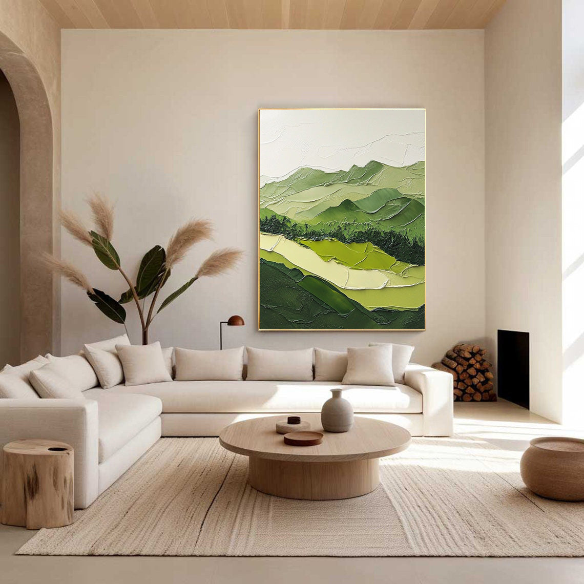 Nature Meets Modern Design Green Mountain Oil Painting for Stylish Interiors #BGM 054 - Image 3