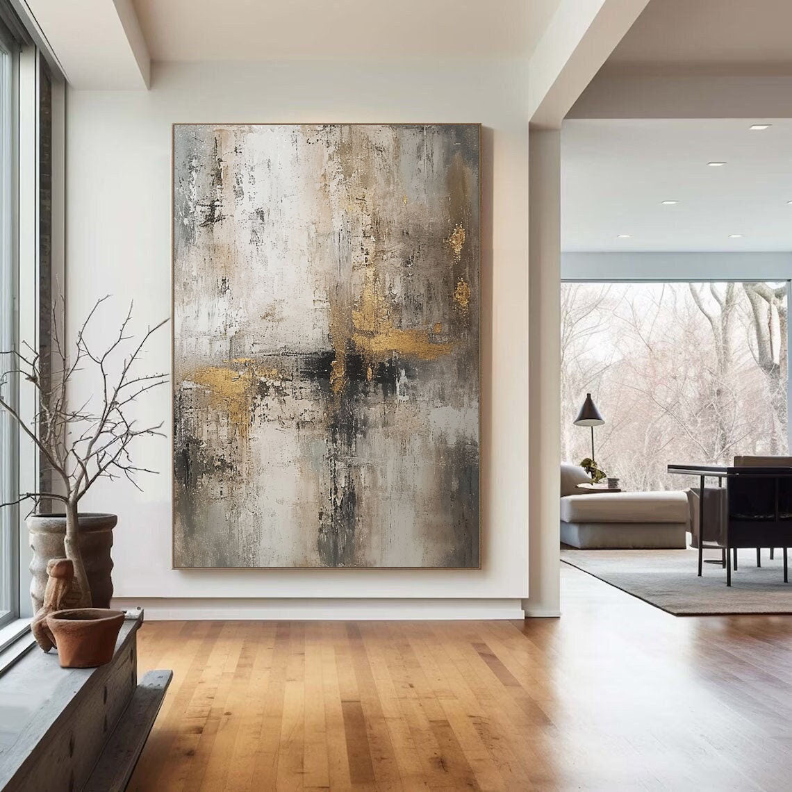 Beige & Brown Abstract Painting #BBA 040