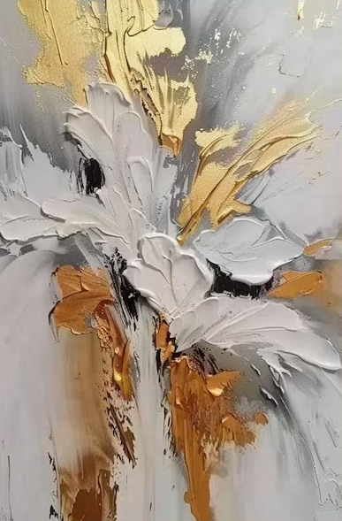 Gilded Bloom: Set of Two 3D Floral Art, Gold Accent Texture #BGA 214 - Image 4