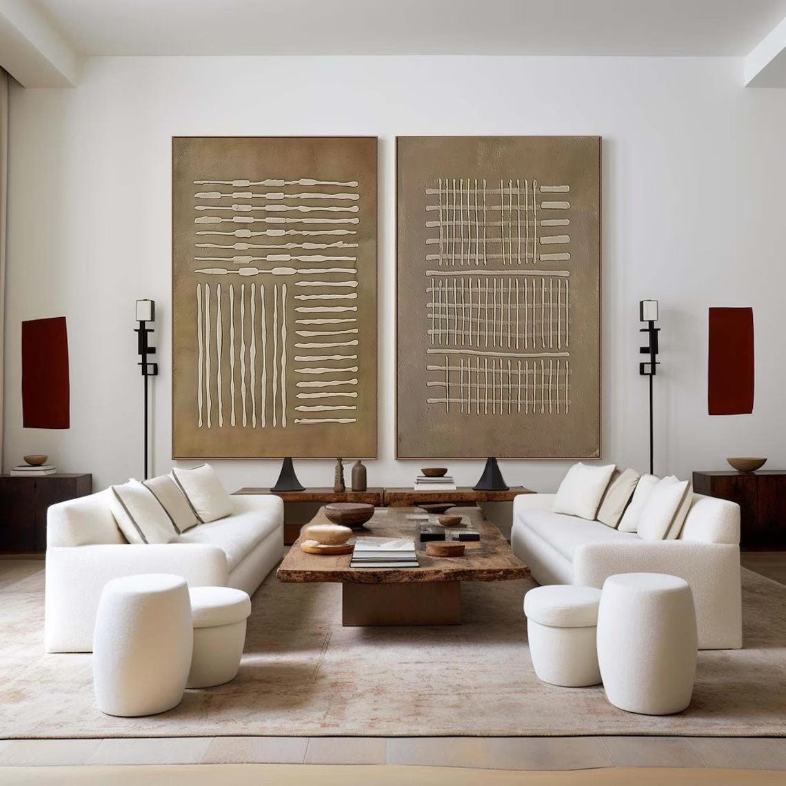 Beige & Brown Minimalist Painting Set Of 2 #BBS 009 - Image 4
