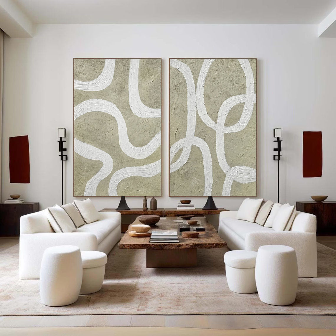 White Minimalist Painting Set Of 2 #WMS 020