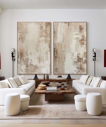 Beige & Brown Minimalist Painting Set Of 2 #BBS 007