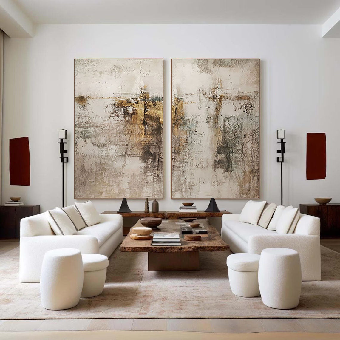 Beige & Brown Minimalist Painting Set Of 2 #BBS 013 - Image 2