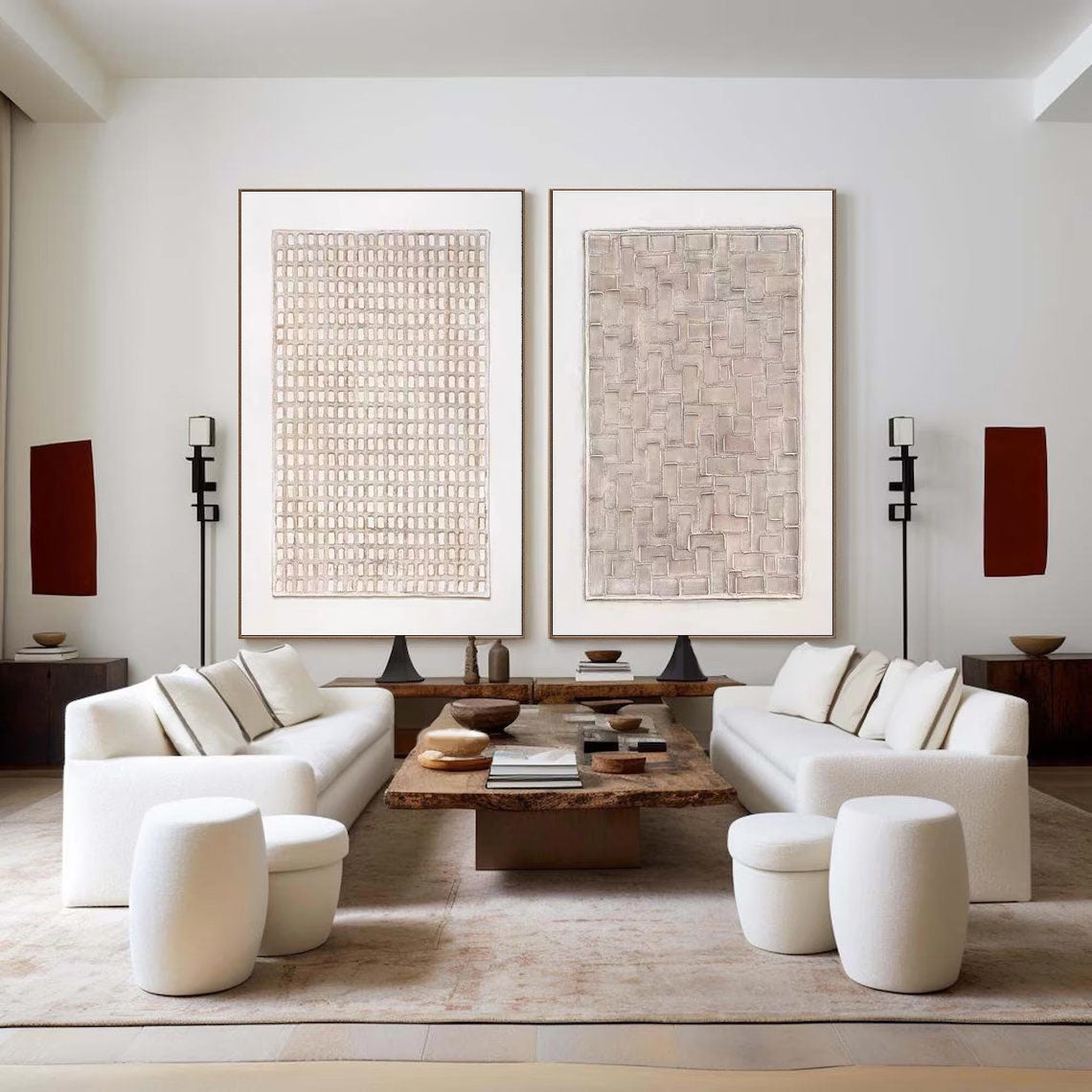 Beige & Brown Minimalist Painting Set Of 2 #BBS 010 - Image 6