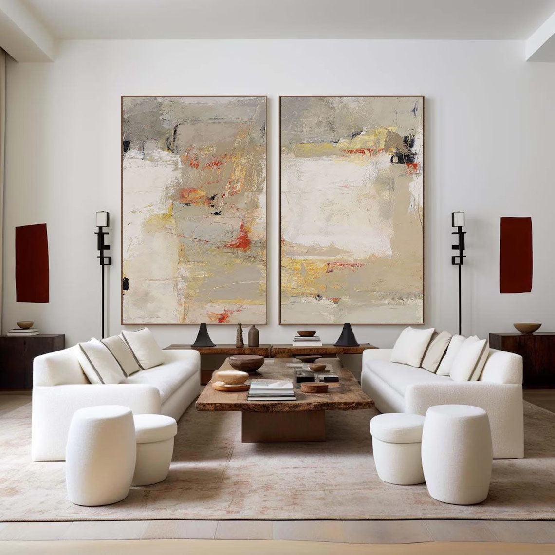 Beige & Brown Minimalist Painting Set Of 2 #BBS 014 - Image 2
