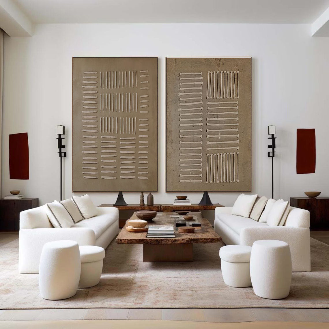 Beige & Brown Minimalist Painting Set Of 2 #BBS 008 - Image 5