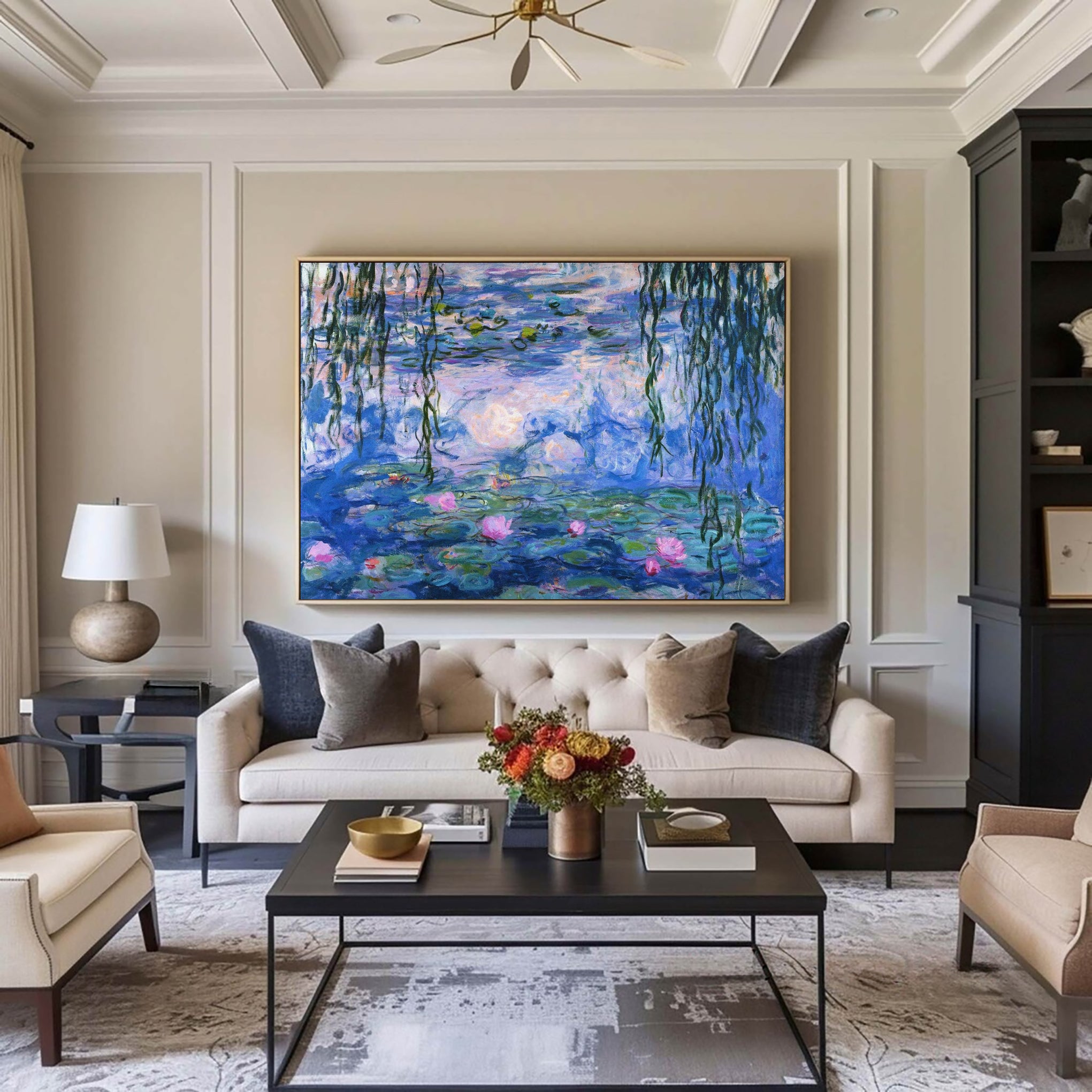 Water Lilies and Willow in Pink and Blue, Inspired by Monet #BGA 083 - Image 7