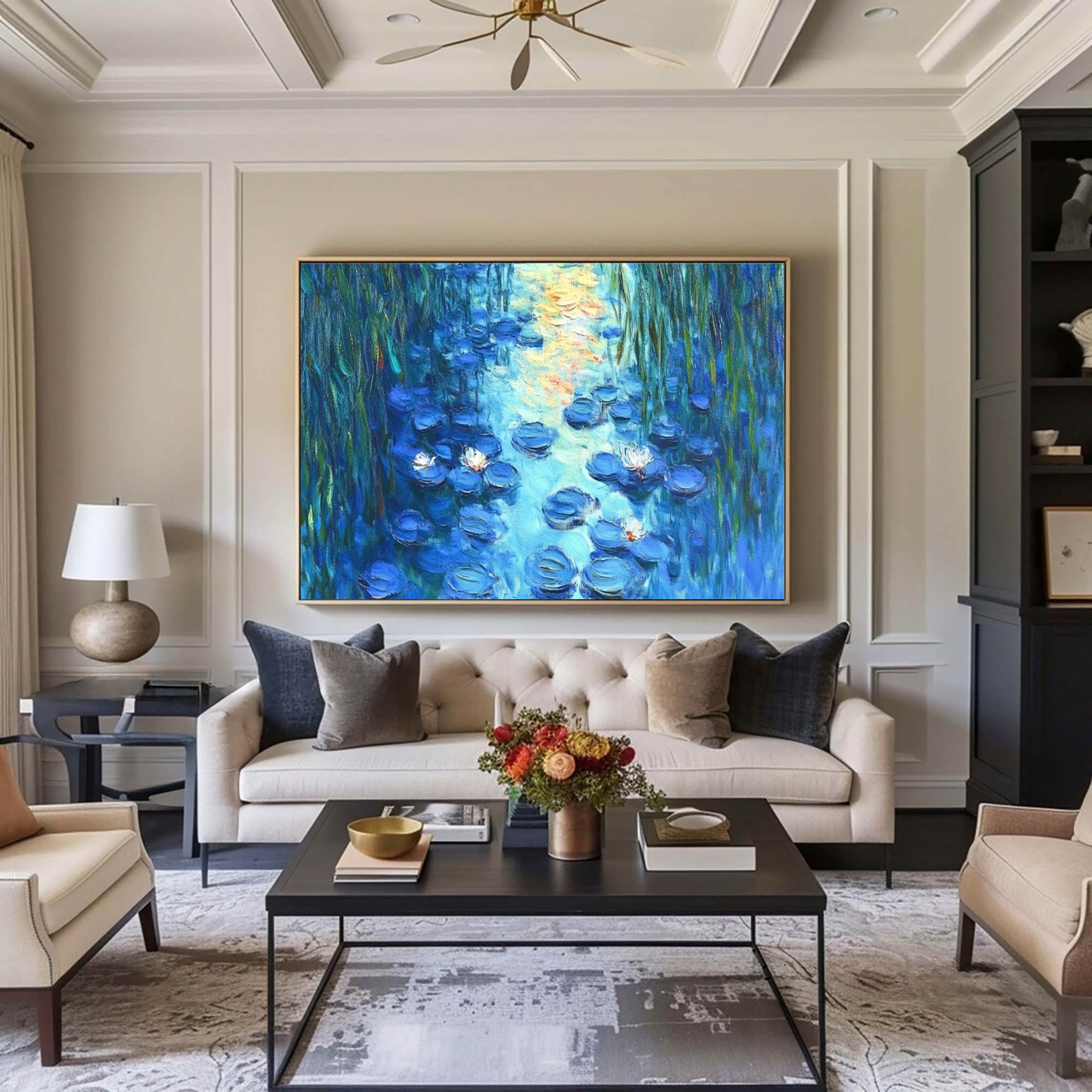 Water Lily Harmony in Blue and Green, Inspired by Monet #BGA 084 - Image 3