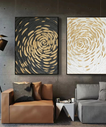 Abstract Spiral Gold and Black Wall Art #BGA 037