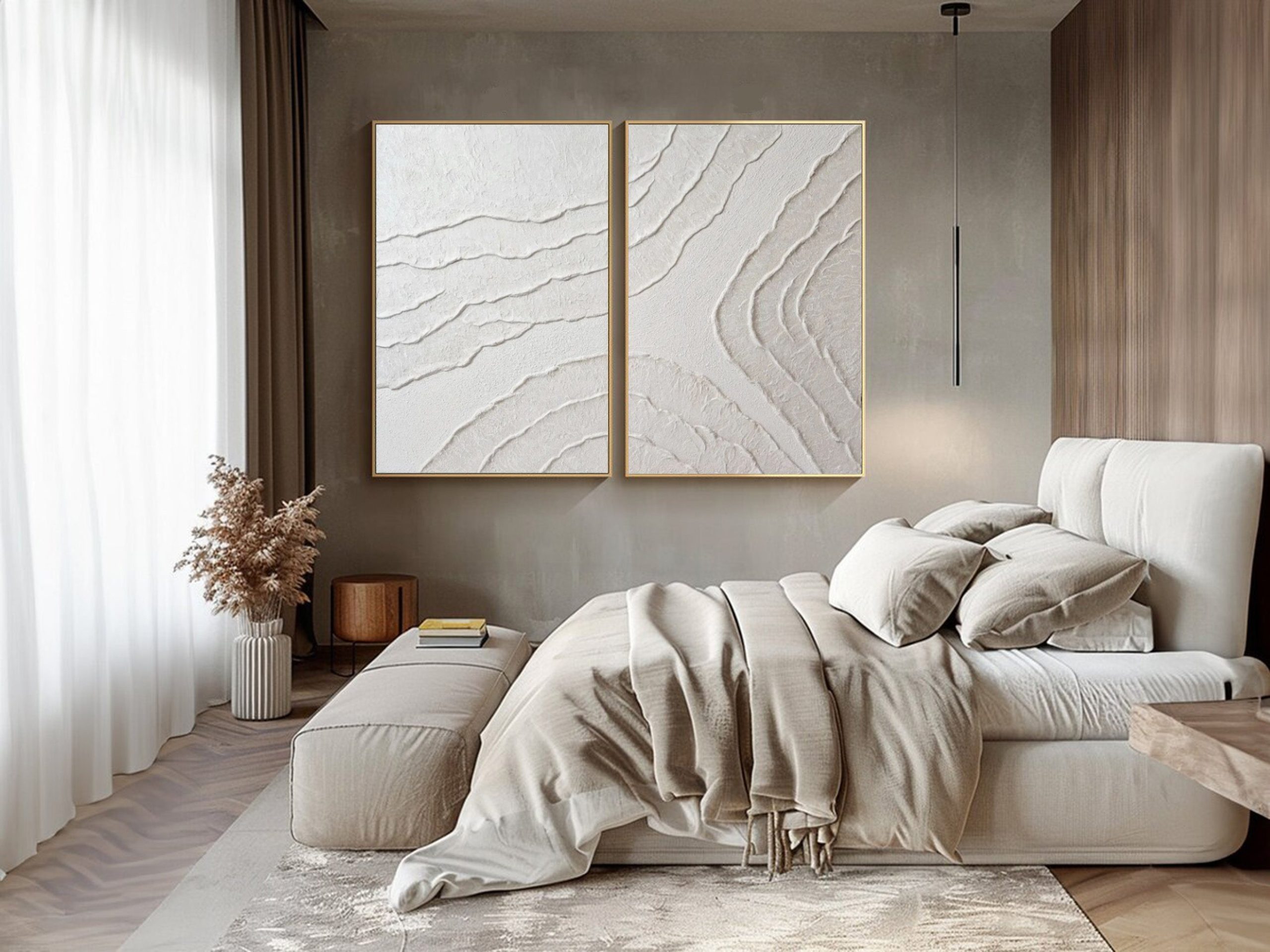 White Minimalist Painting Set Of 2 #WMS 007 - Image 5