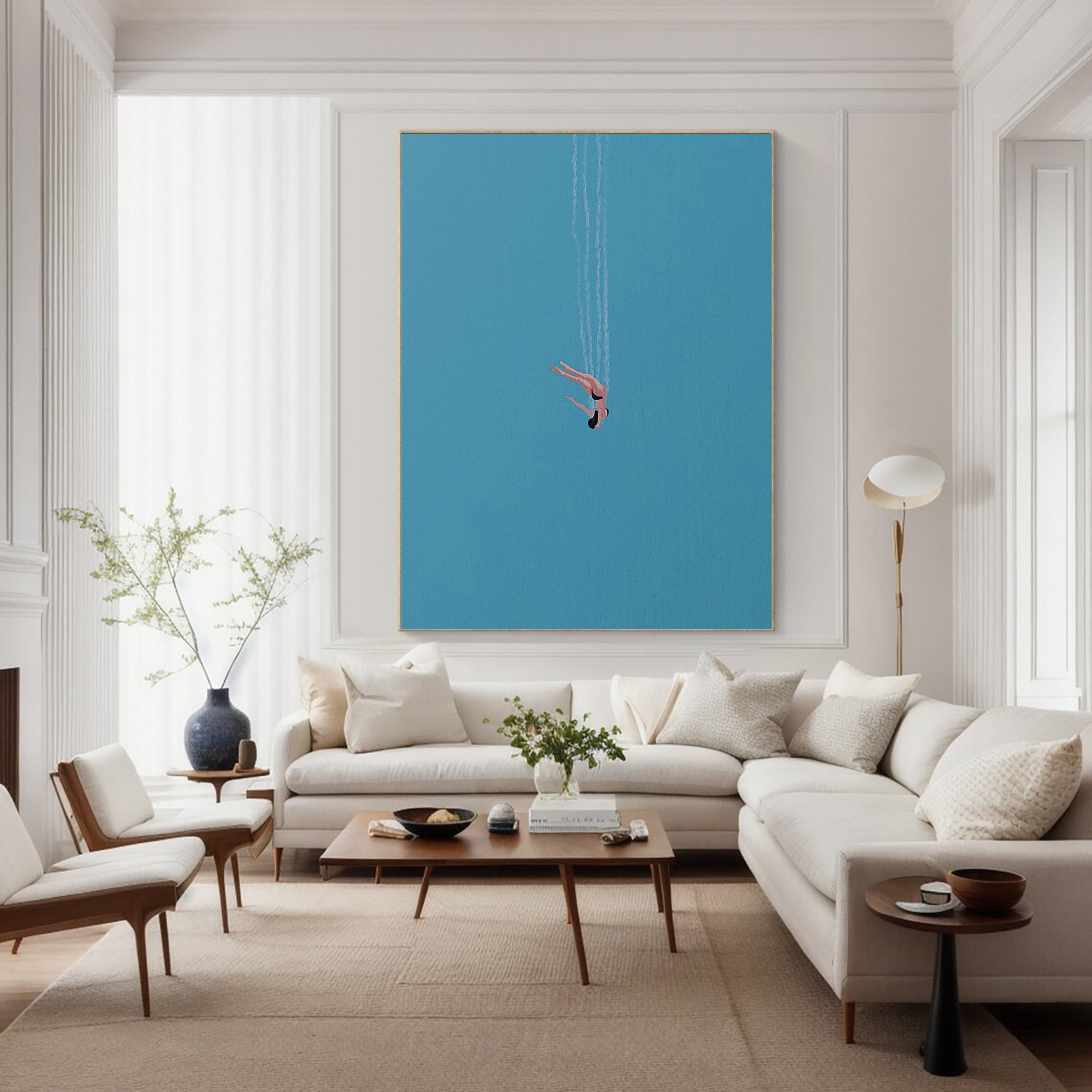 The Diver Motion Art Contemporary Blue Painting #WG 095 - Image 4
