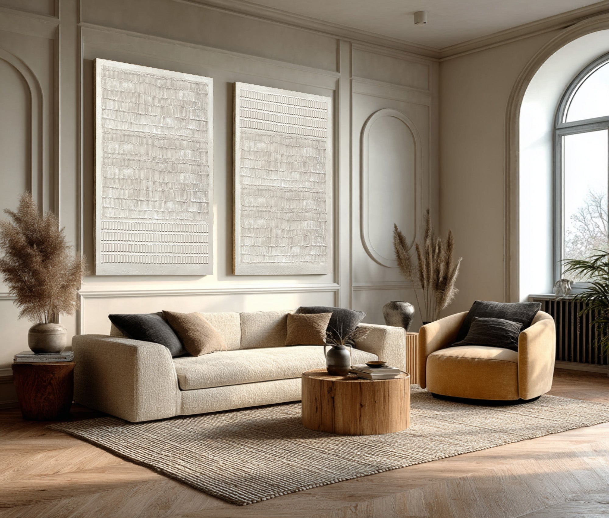 Abstract White Impasto Painting Duo Vertical Accent #WG 035 - Image 4