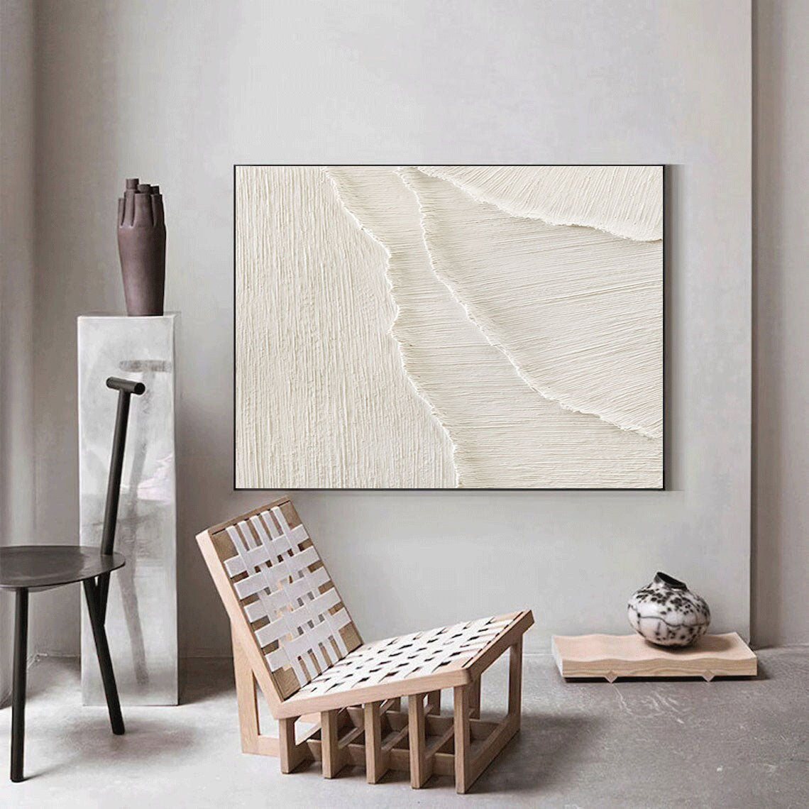 White Minimalist Painting #WM 018 - Image 3