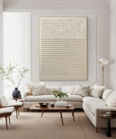 Minimalist Textured Canvas Home Decor Large Vertical #WG 045