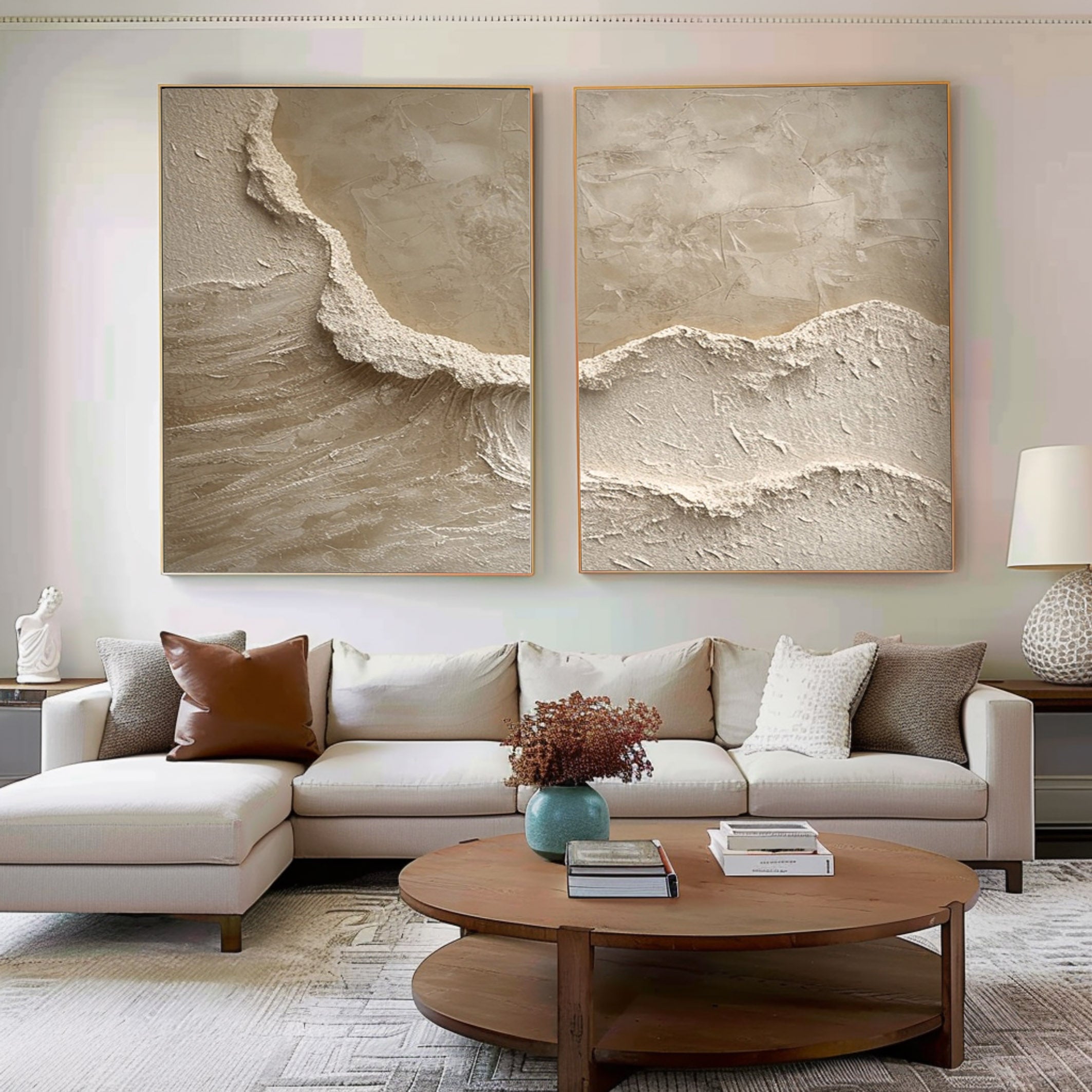 Beige & Brown Minimalist Painting Set Of 2 #BBS 004 - Image 5