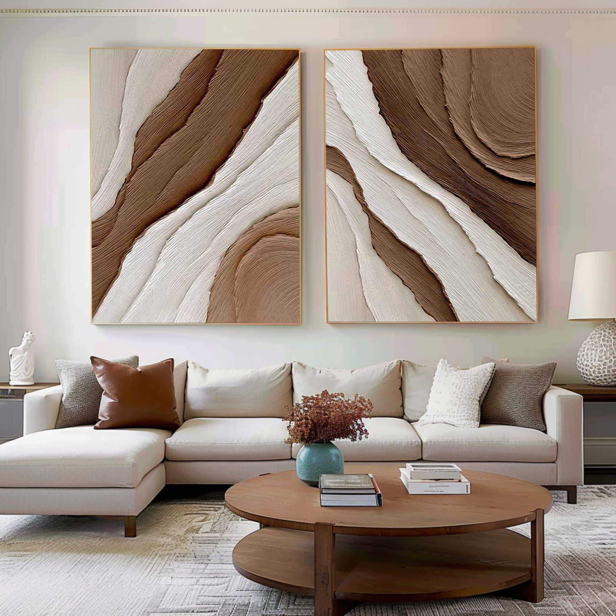 Beige & Brown Minimalist Painting Set Of 2 #BBS 001 - Image 4