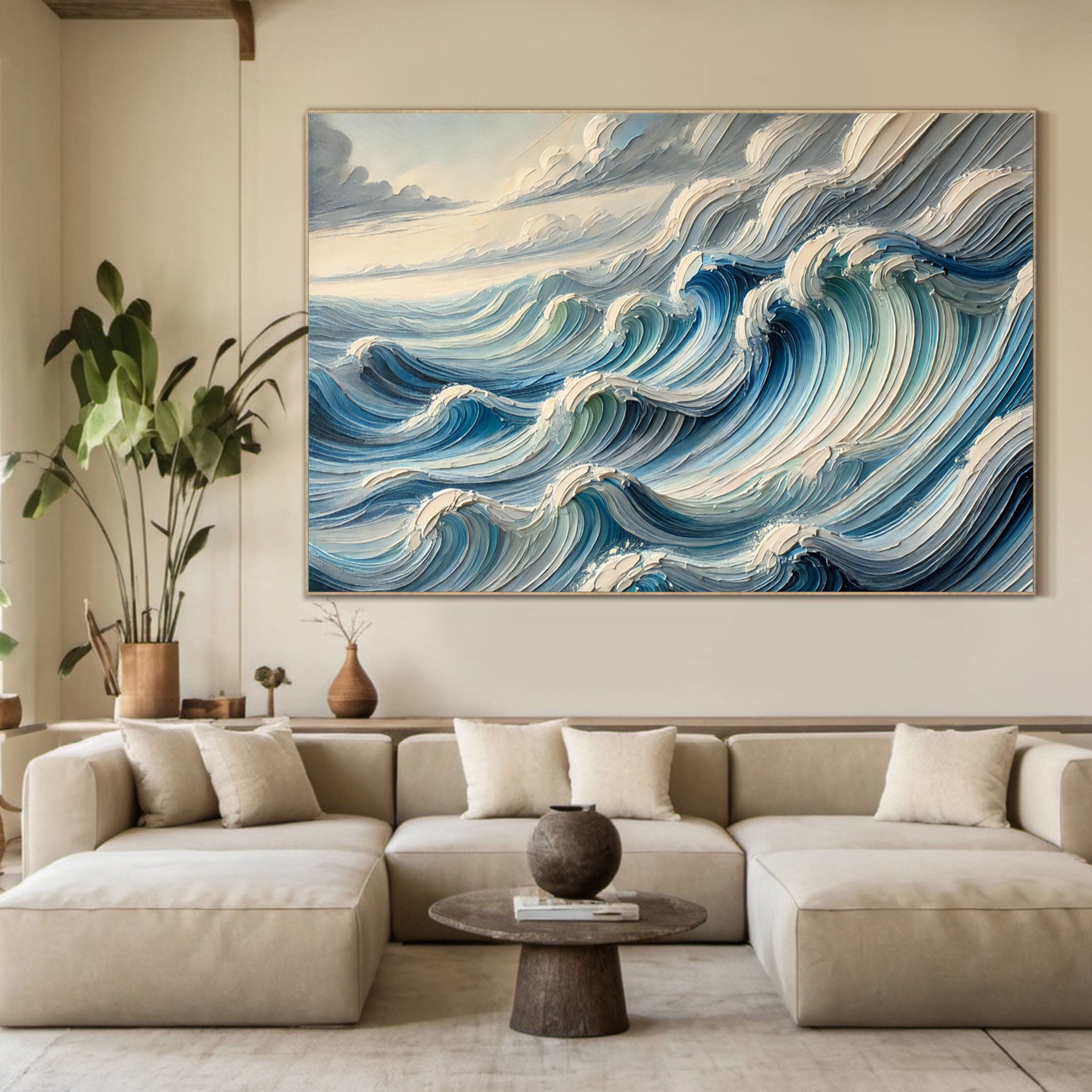 Textured Blue Ocean Waves Wall Art Perfect Coastal Decor for Modern Interiors #OP 052 - Image 7