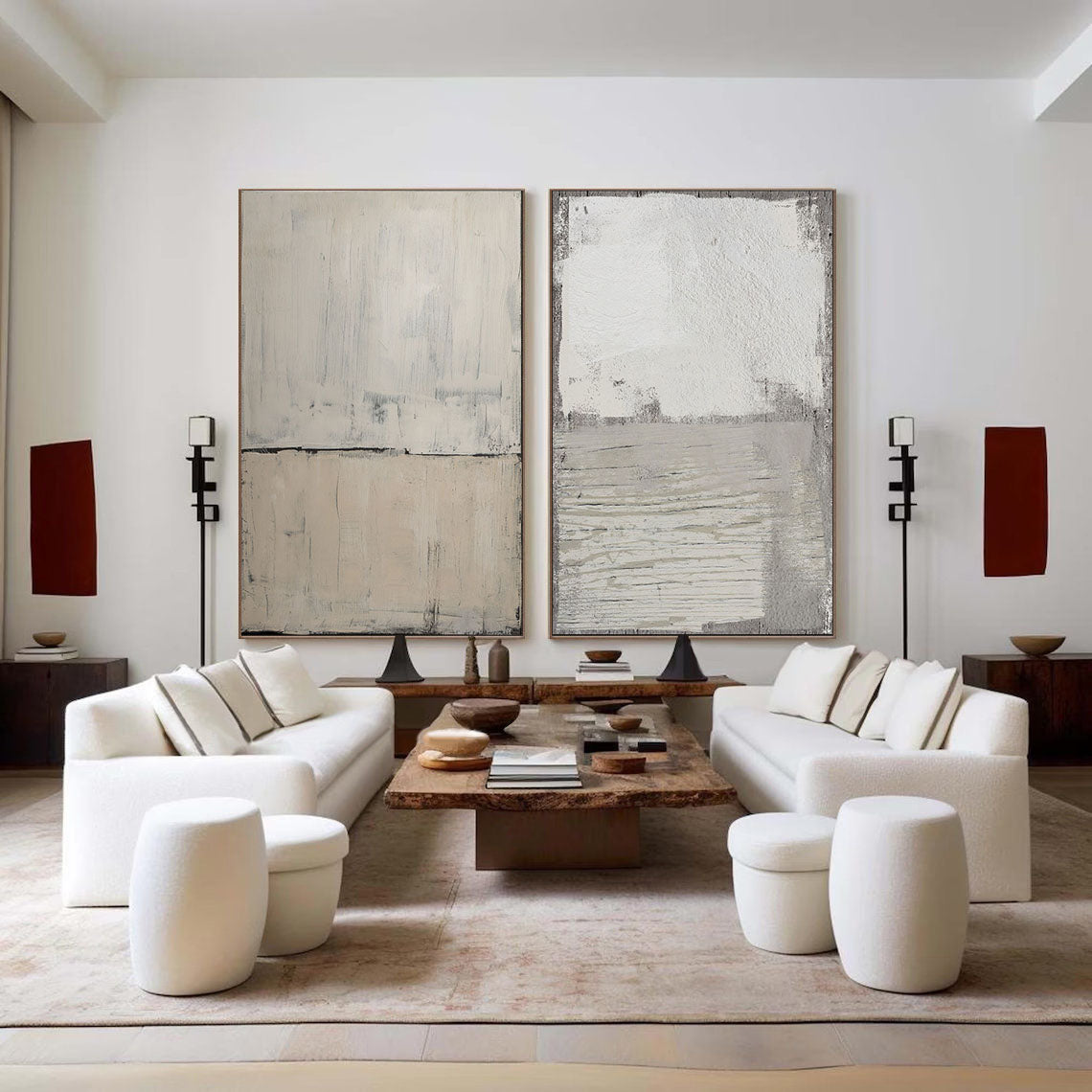 Beige & Brown Minimalist Painting Set Of 2 #BBS 015 - Image 7