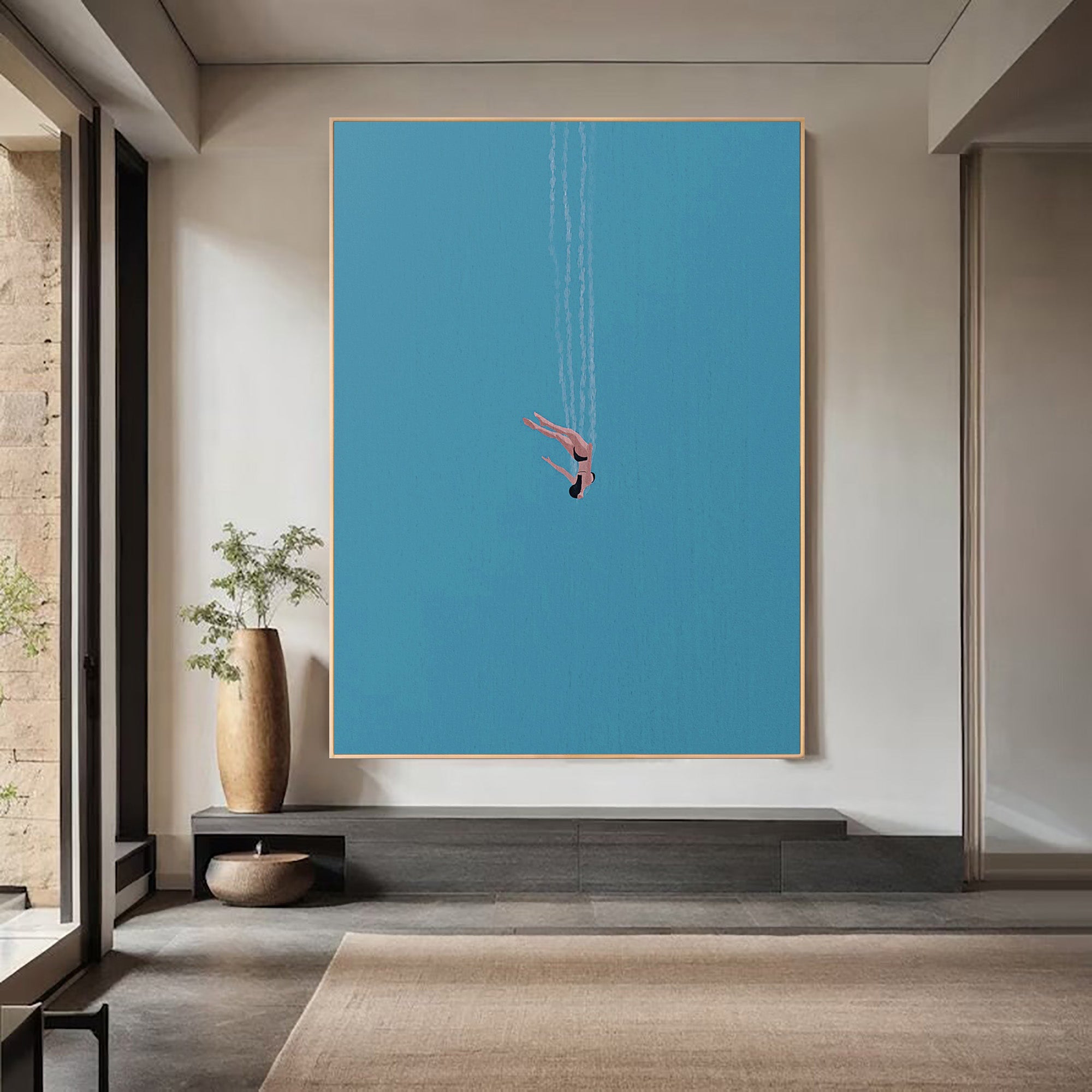 The Diver Motion Art Contemporary Blue Painting #WG 095 - Image 7