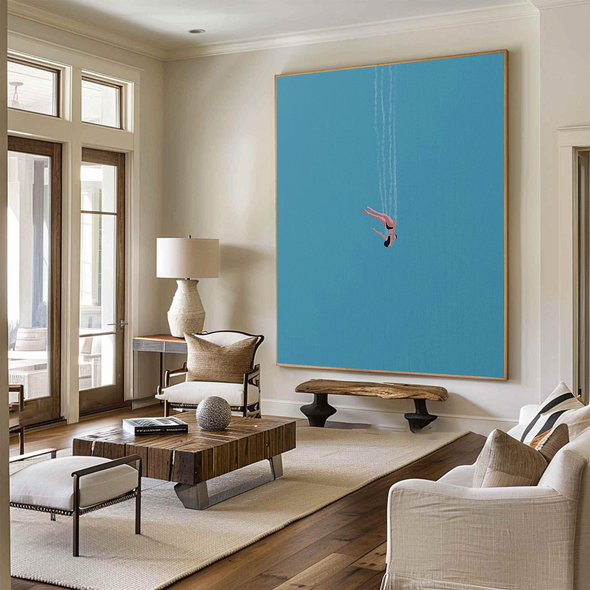 The Diver Motion Art Contemporary Blue Painting #WG 095 - Image 6