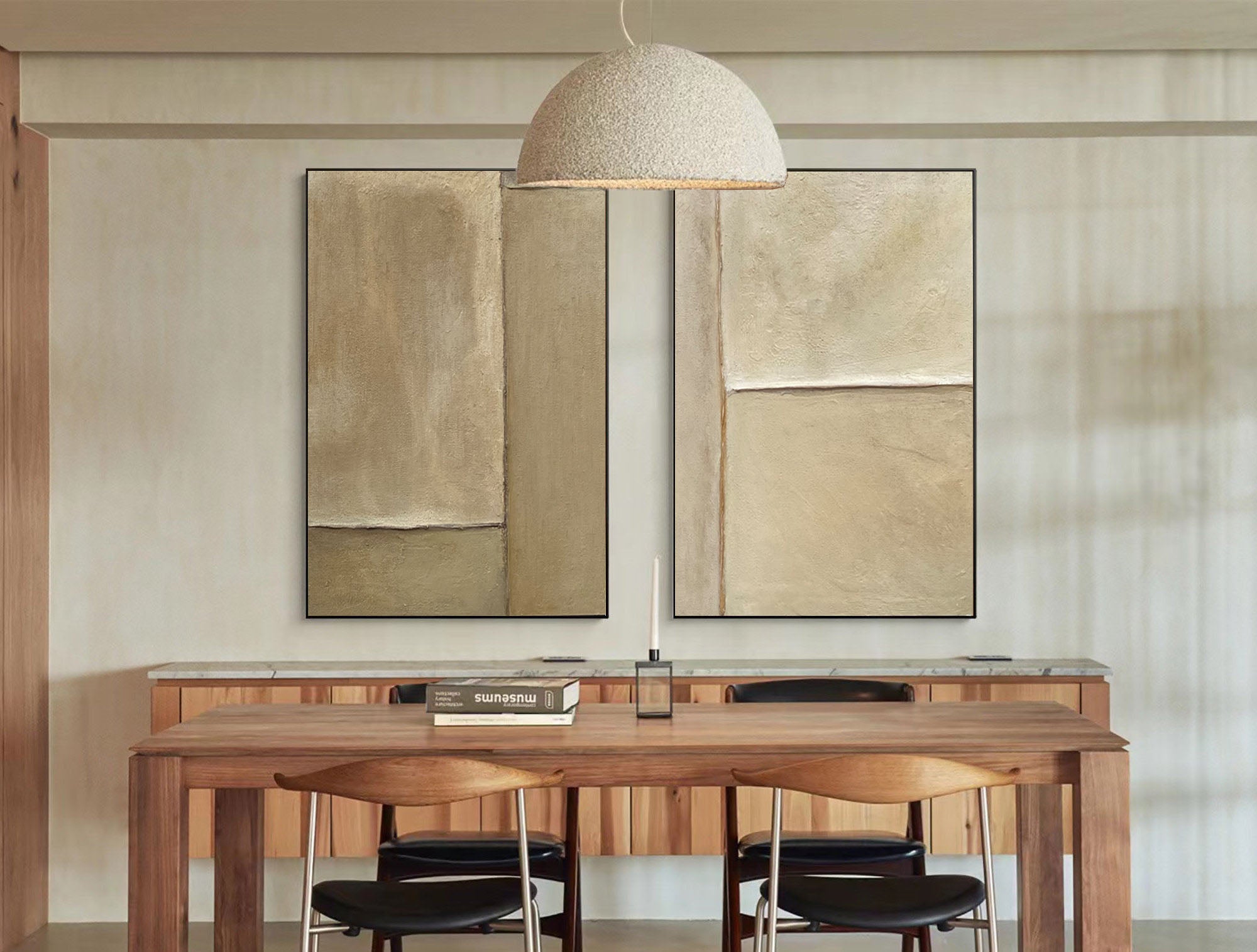 Beige & Brown Minimalist Painting Set Of 2 #BBS 017 - Image 4