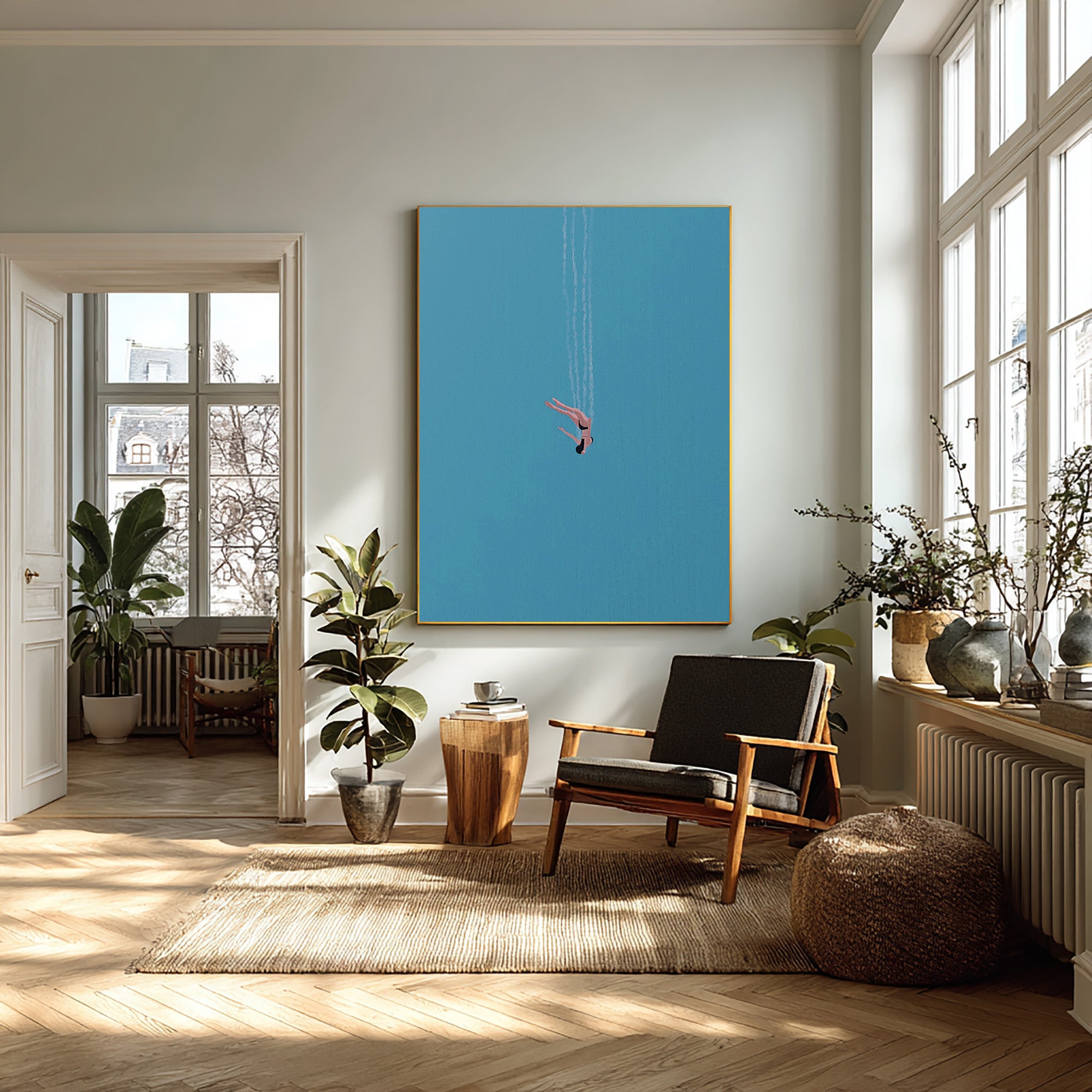 The Diver Motion Art Contemporary Blue Painting #WG 095 - Image 5