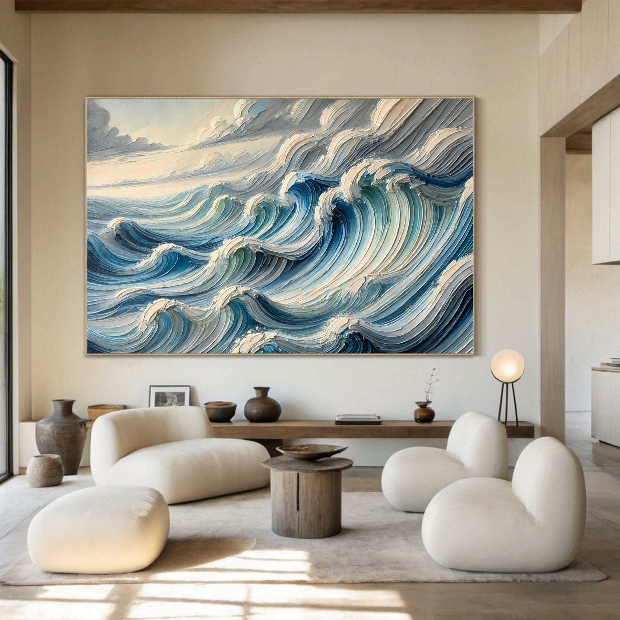 Textured Blue Ocean Waves Wall Art Perfect Coastal Decor for Modern Interiors #OP 052 - Image 8