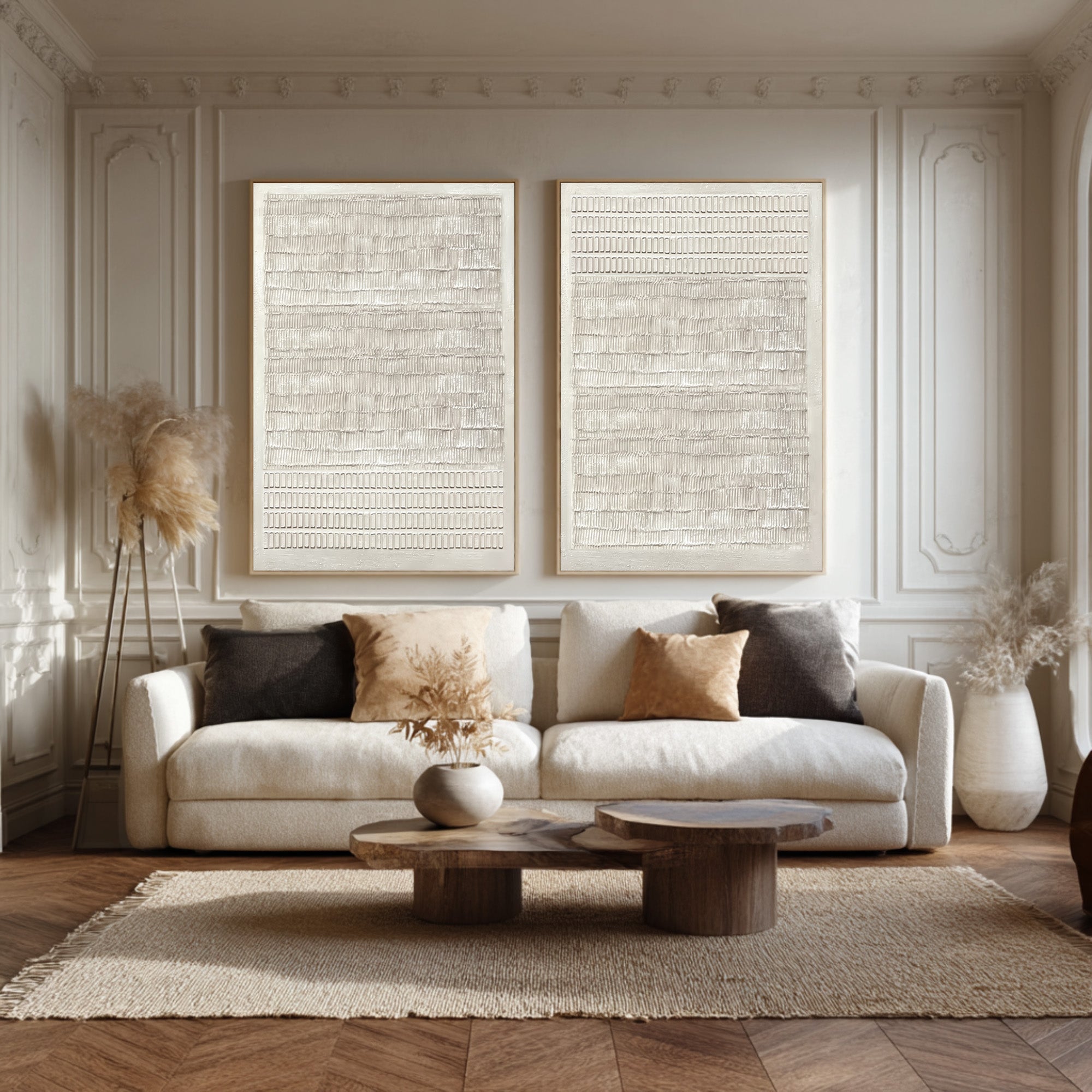 Abstract White Impasto Painting Duo Vertical Accent #WG 035 - Image 5