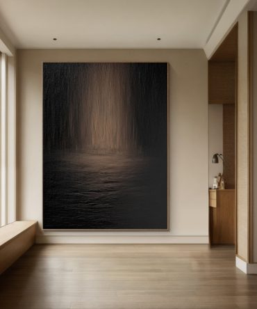 Modern Minimalist Painting of Dark Water and Blurred Depths #BGA 284