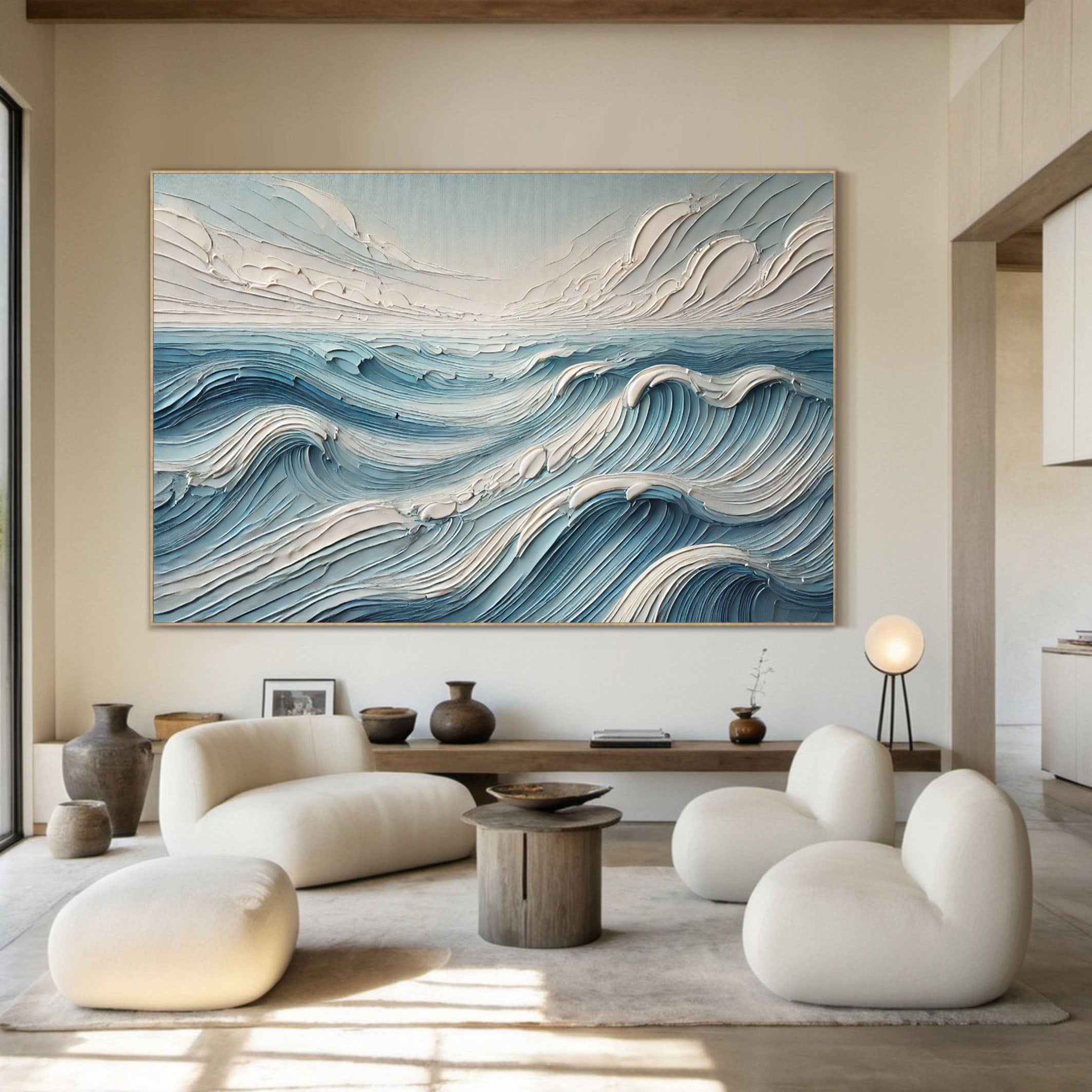 Textured Blue Ocean Waves Wall Art Perfect Coastal Decor for Modern Interiors #OP 053 - Image 8