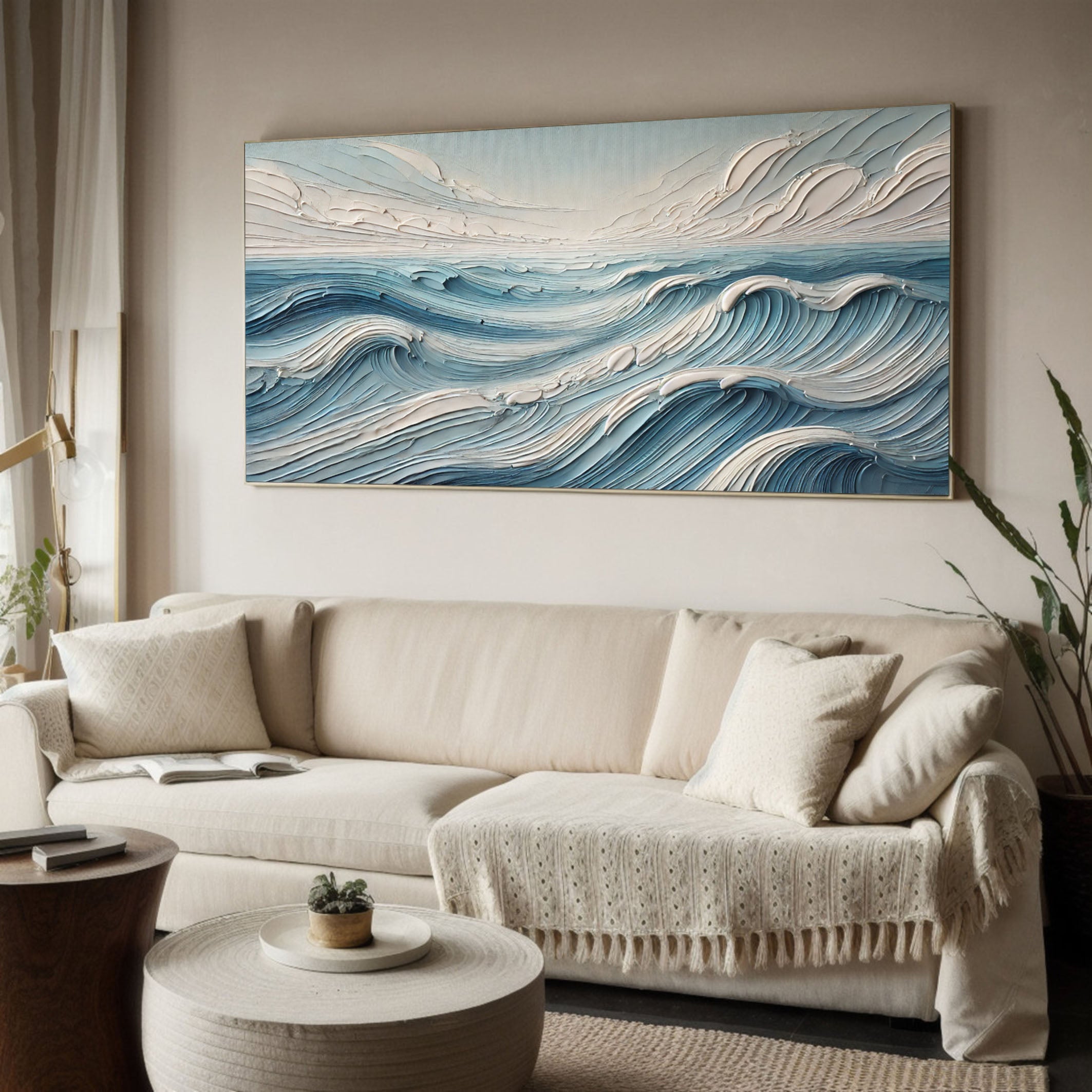 Textured Blue Ocean Waves Wall Art Perfect Coastal Decor for Modern Interiors #OP 053 - Image 9