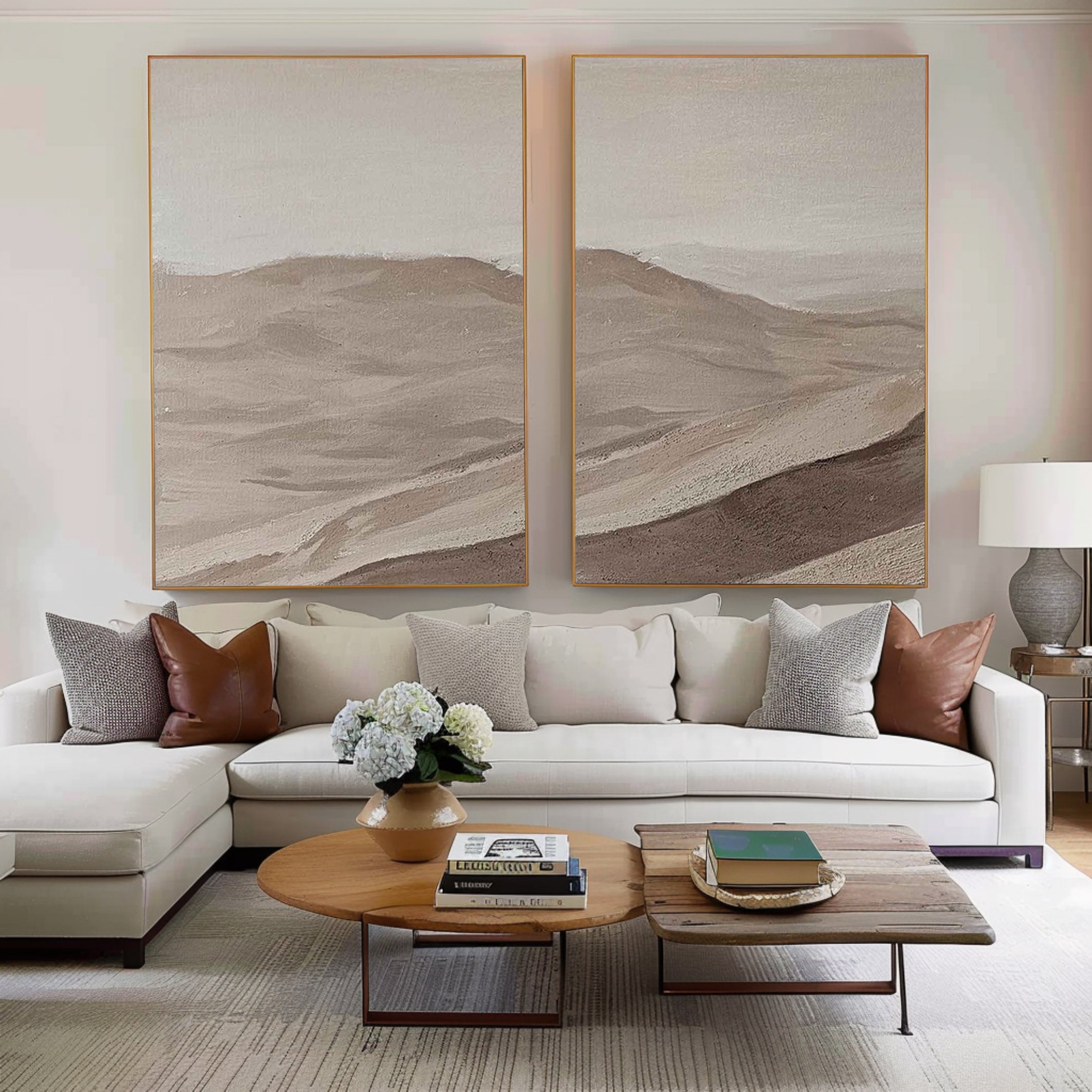 Beige & Brown Minimalist Painting Set Of 2 #BBS 002 - Image 7