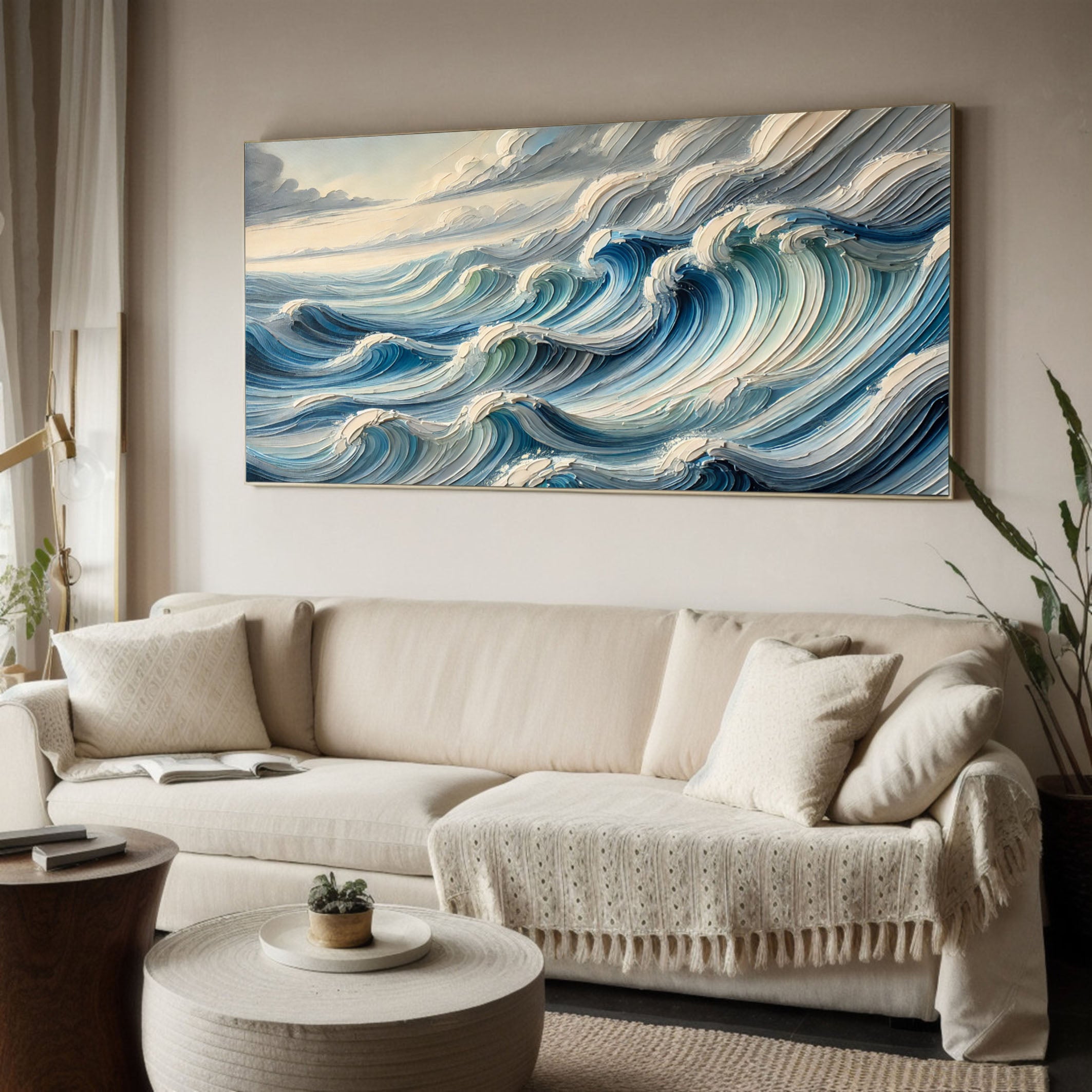 Textured Blue Ocean Waves Wall Art Perfect Coastal Decor for Modern Interiors #OP 052 - Image 9
