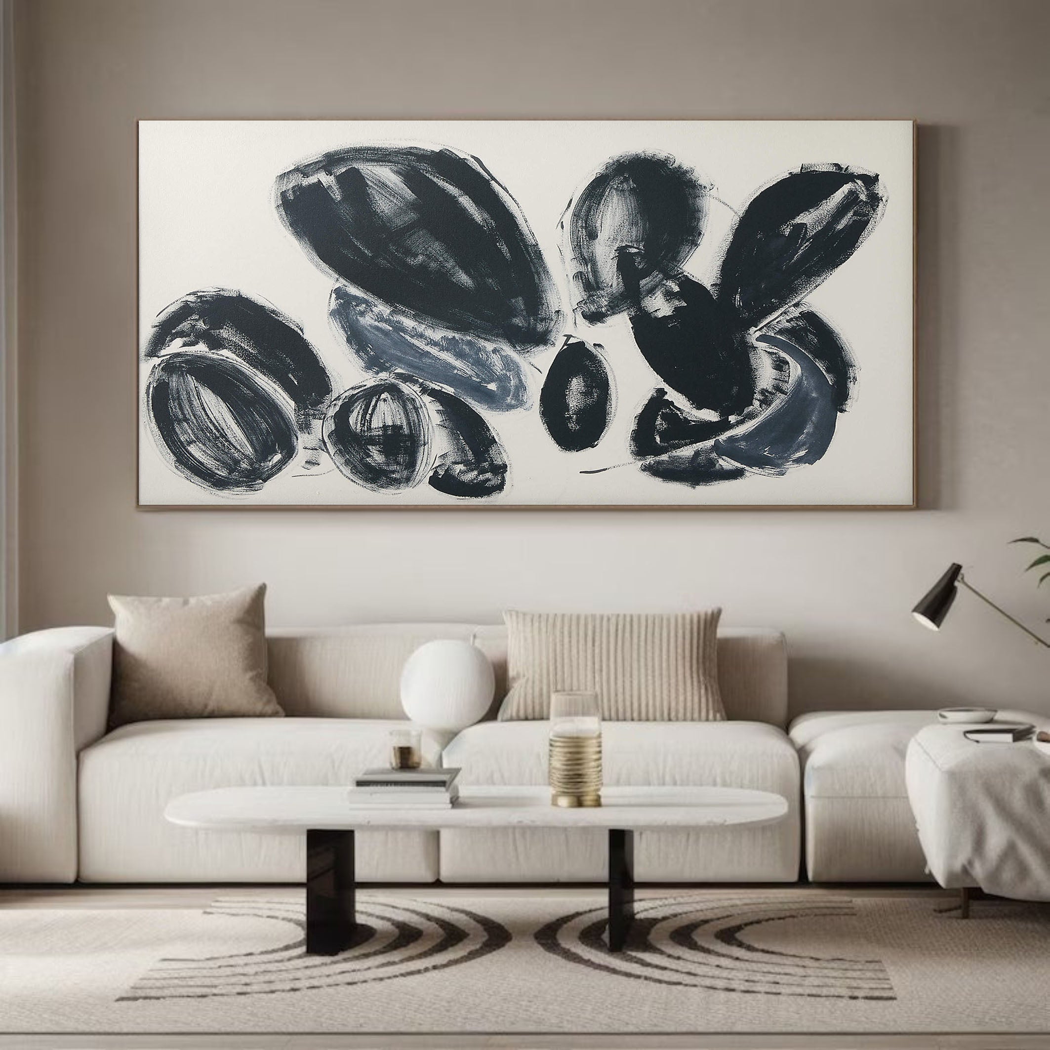 Large Black and Gray Rounded Shapes Abstract, Minimalist Art #BGA 110 - Image 9