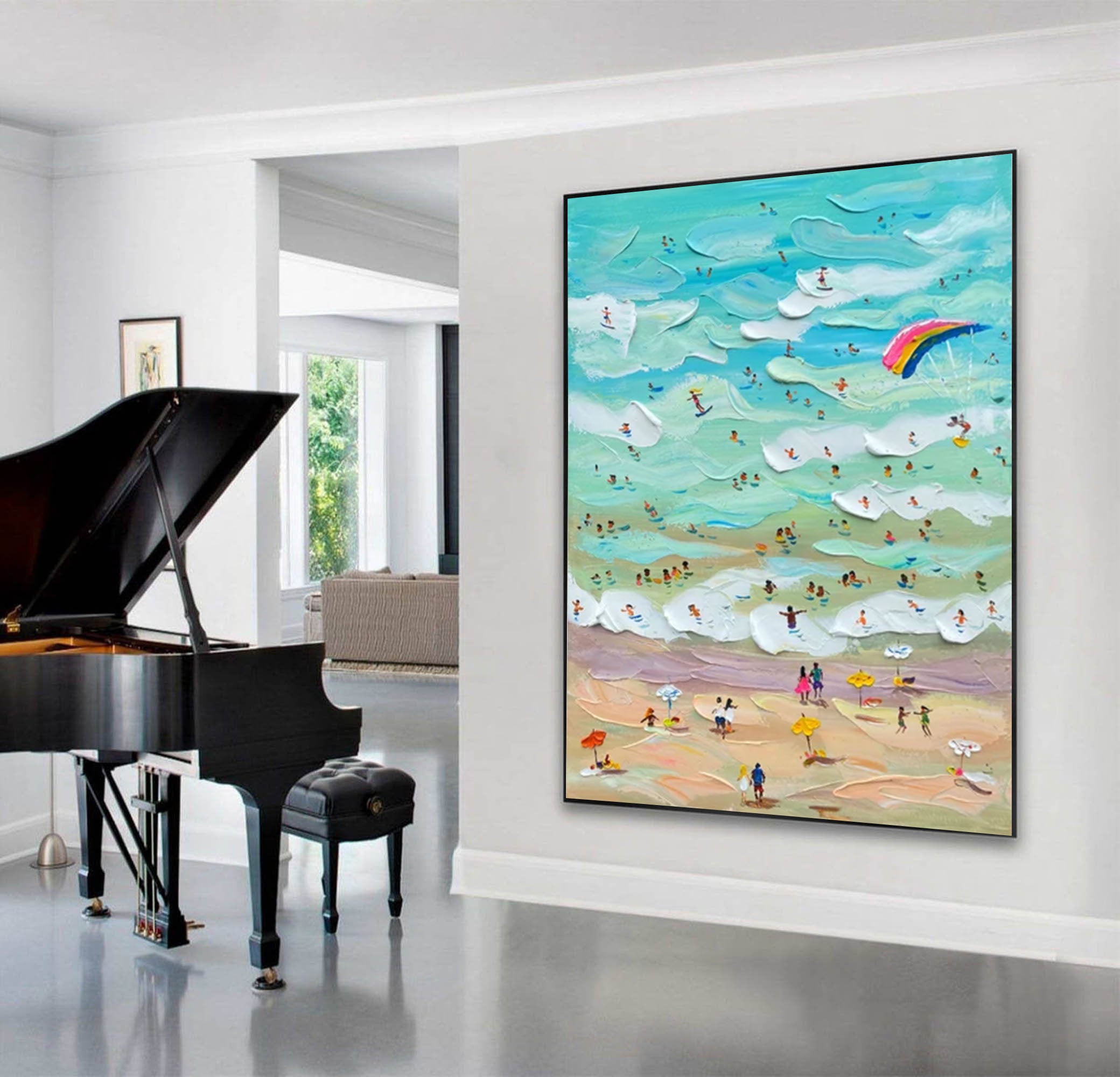 Vibrant Beach Scene Canvas Colorful Coastal Wall Art #CAP 030 - Image 2