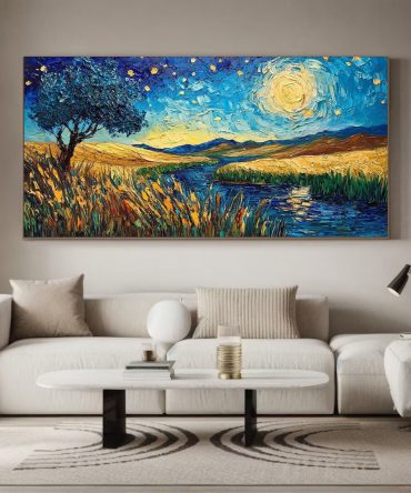 Impasto Night Sky, Colorful Contemporary Wall Art #BGA 081