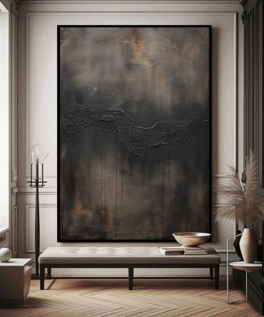 Moody Dark Wall Art, Textured Canvas, Minimalist Decor #BGA 136