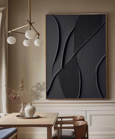 Geometric Textured Black Wall Art Contemporary Home Decor #BM 101
