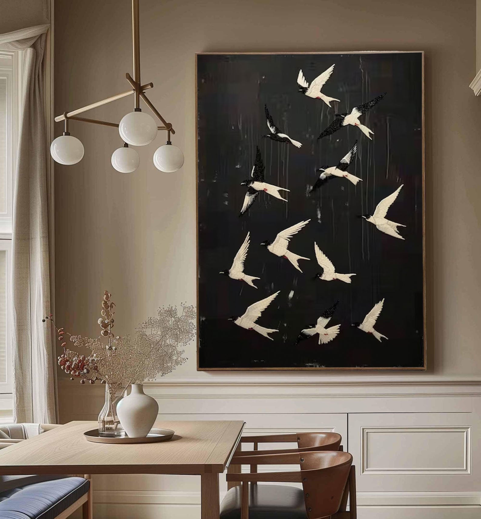 Black and White Birds Painting Modern Art for Urban Interiors #BM 100 - Image 2