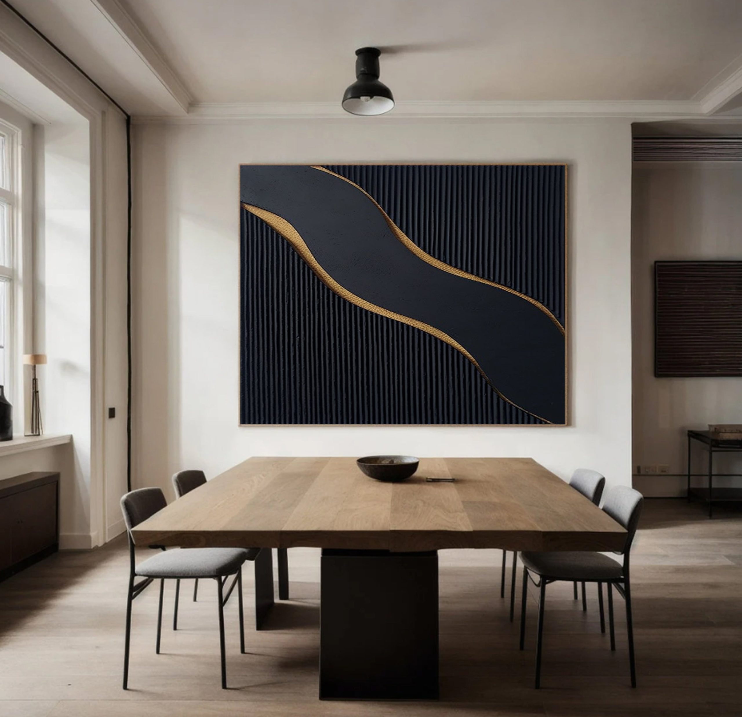 Luxury Black and Gold Abstract Painting on Canvas #BM 087 - Image 4