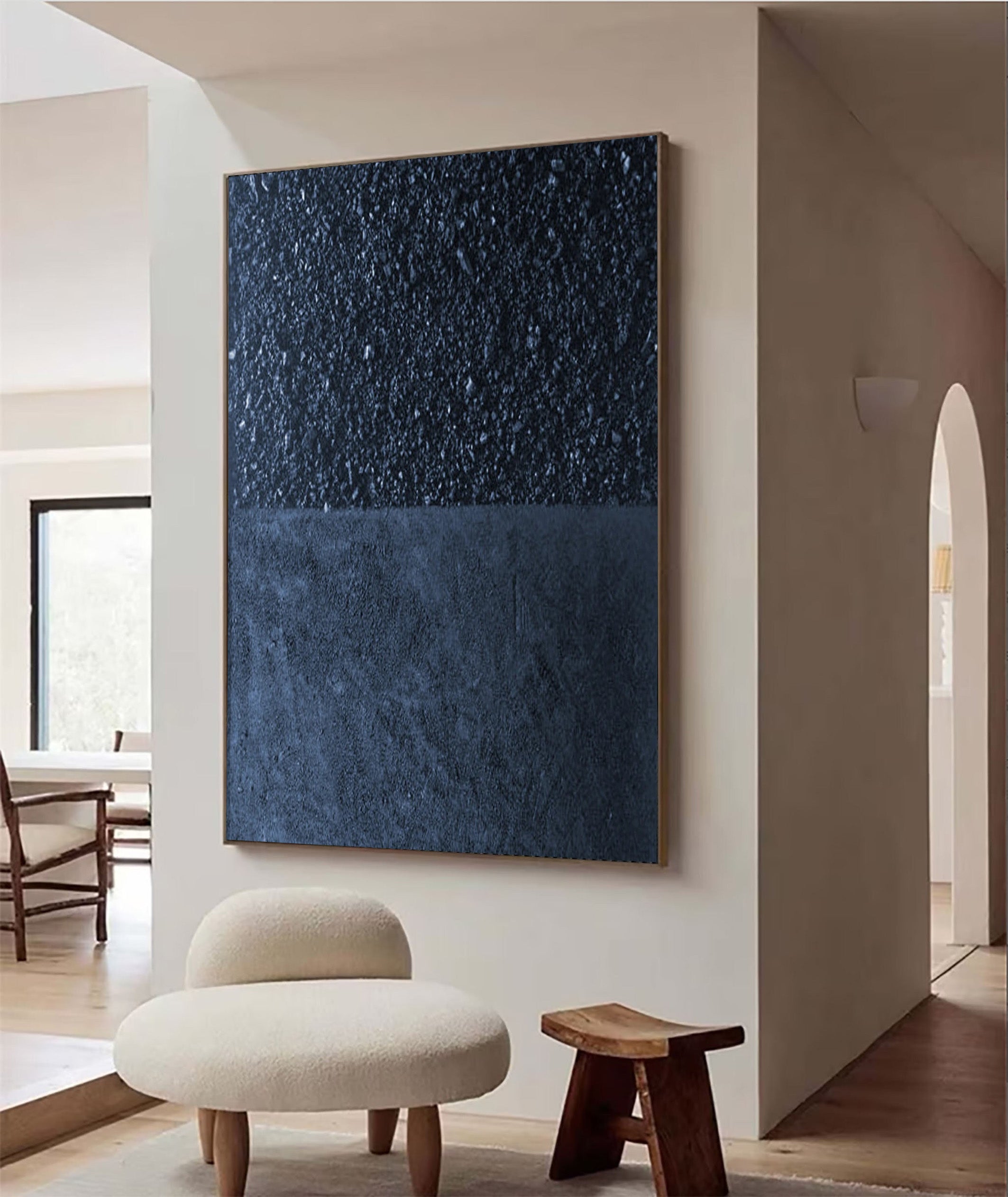 Minimalist Dark Blue Canvas, Textured Abstract Art #BGA 197 - Image 4