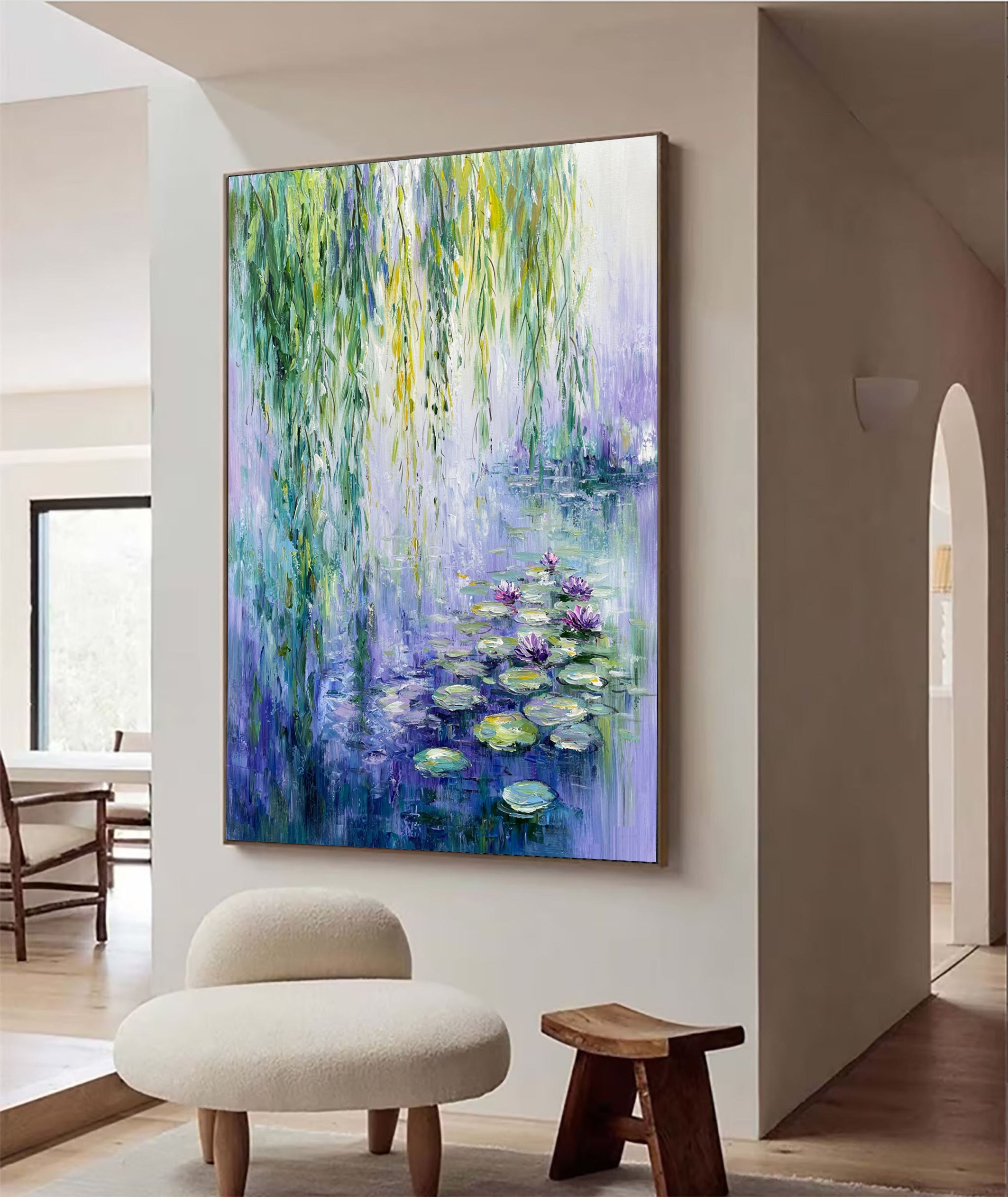 Monet's Water Lilies Tribute, Weeping Willow Landscape #BGA 173 - Image 5