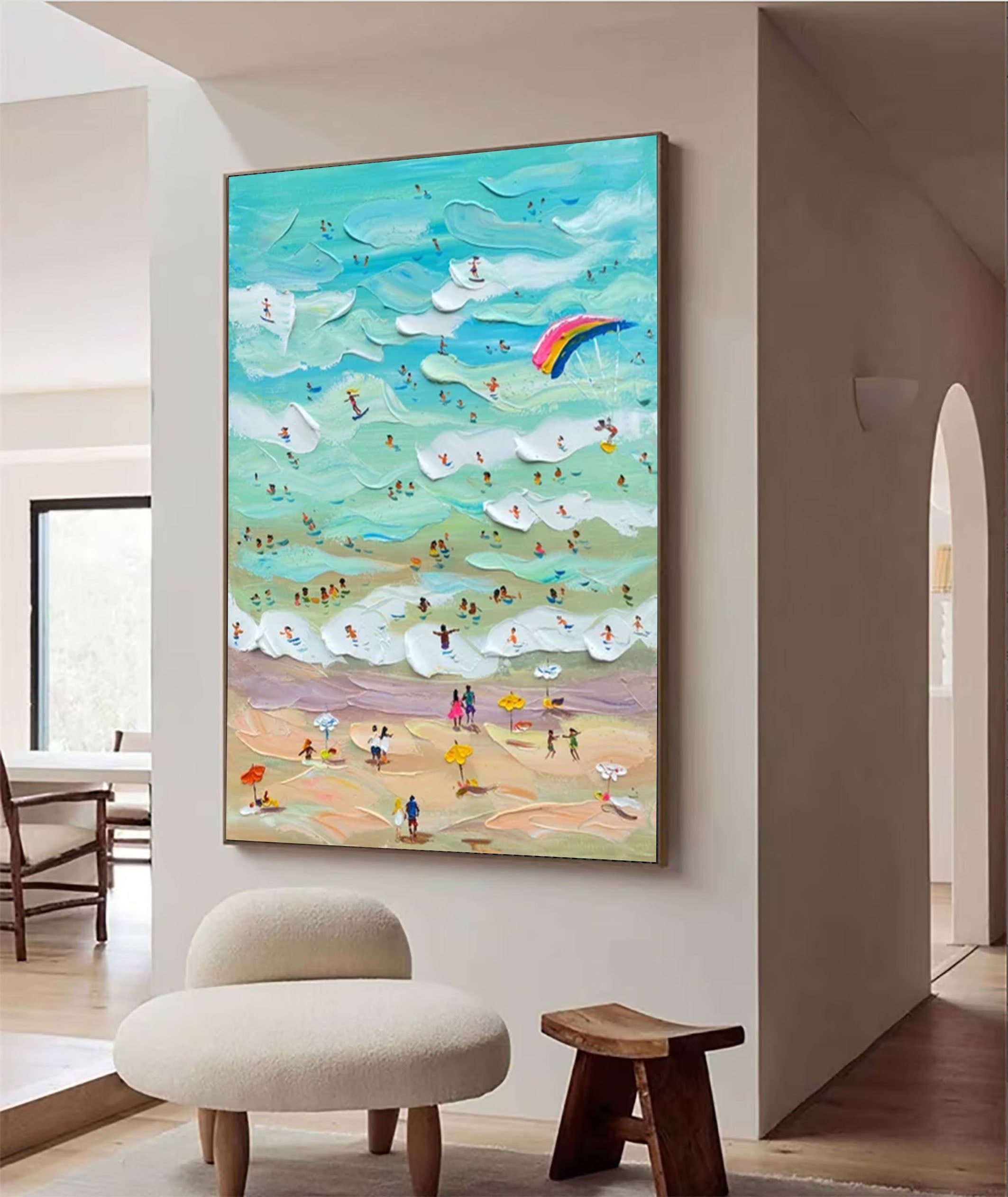Vibrant Beach Scene Canvas Colorful Coastal Wall Art #CAP 030 - Image 5