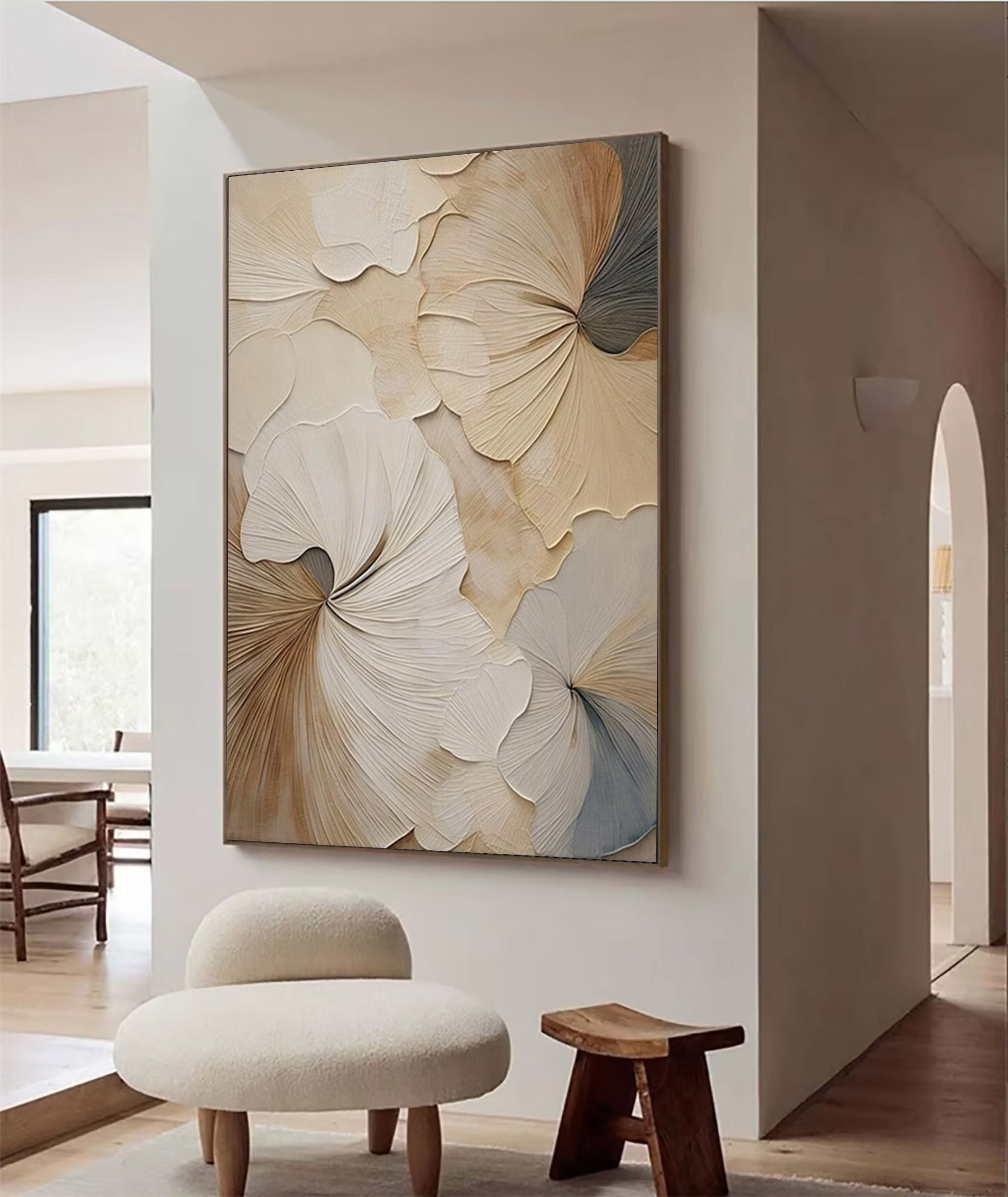 Neutral Bloom: Minimalist Floral Canvas, Elegant Beige Palette #BGA 205 - Image 2