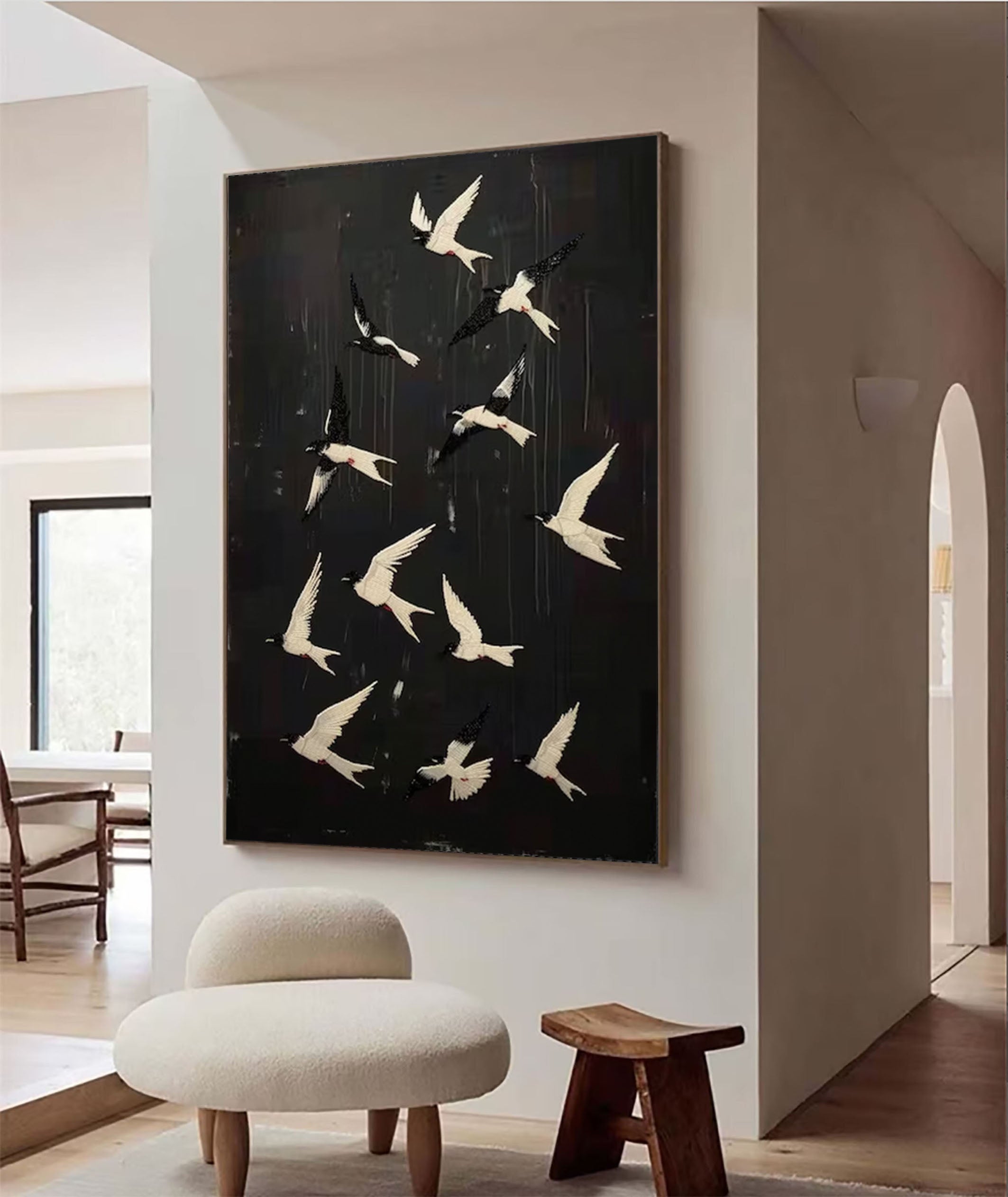 Black and White Birds Painting Modern Art for Urban Interiors #BM 100 - Image 5