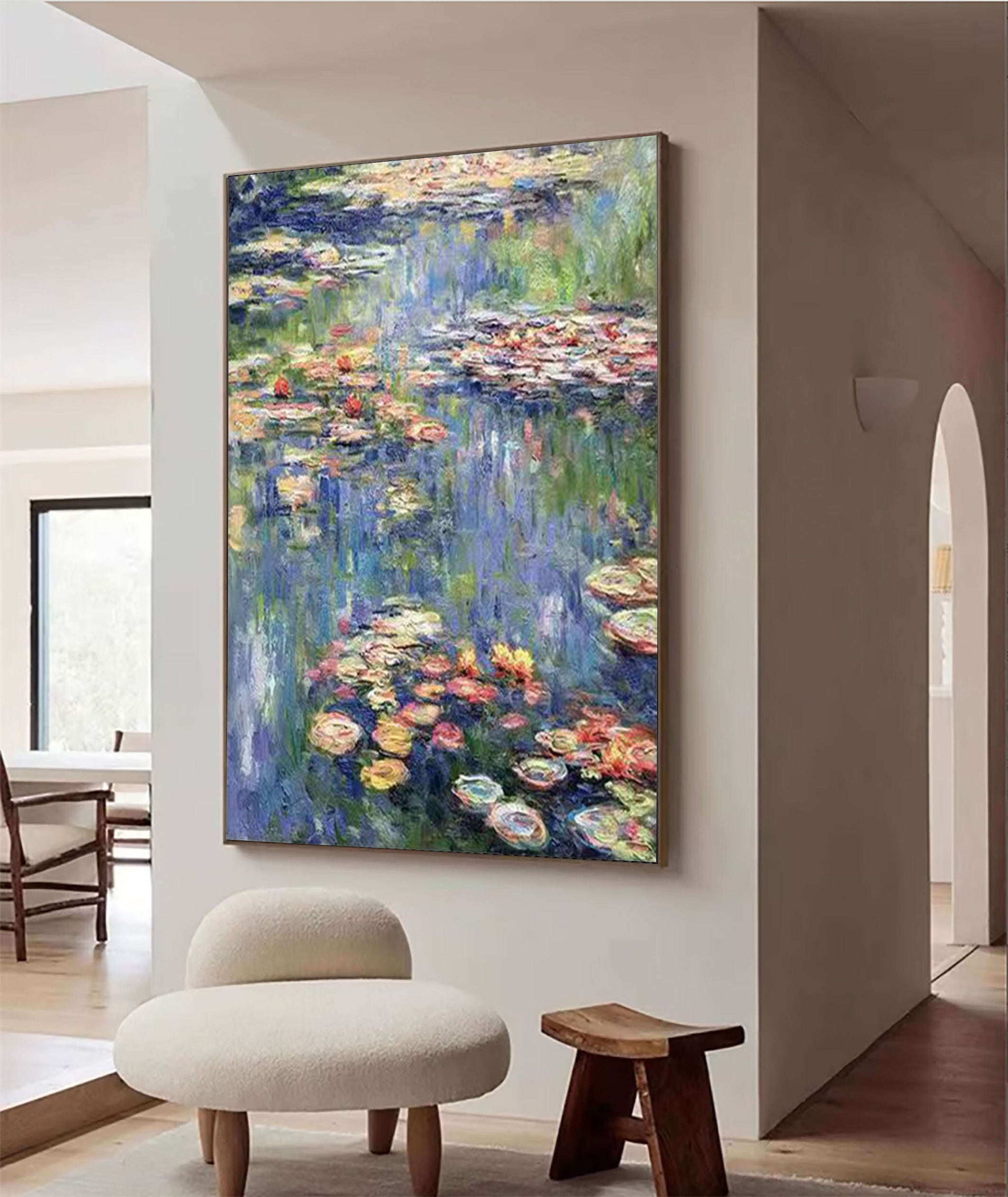 Monet Inspired Water Lilies, Impressionist Canvas #BGA 166 - Image 3