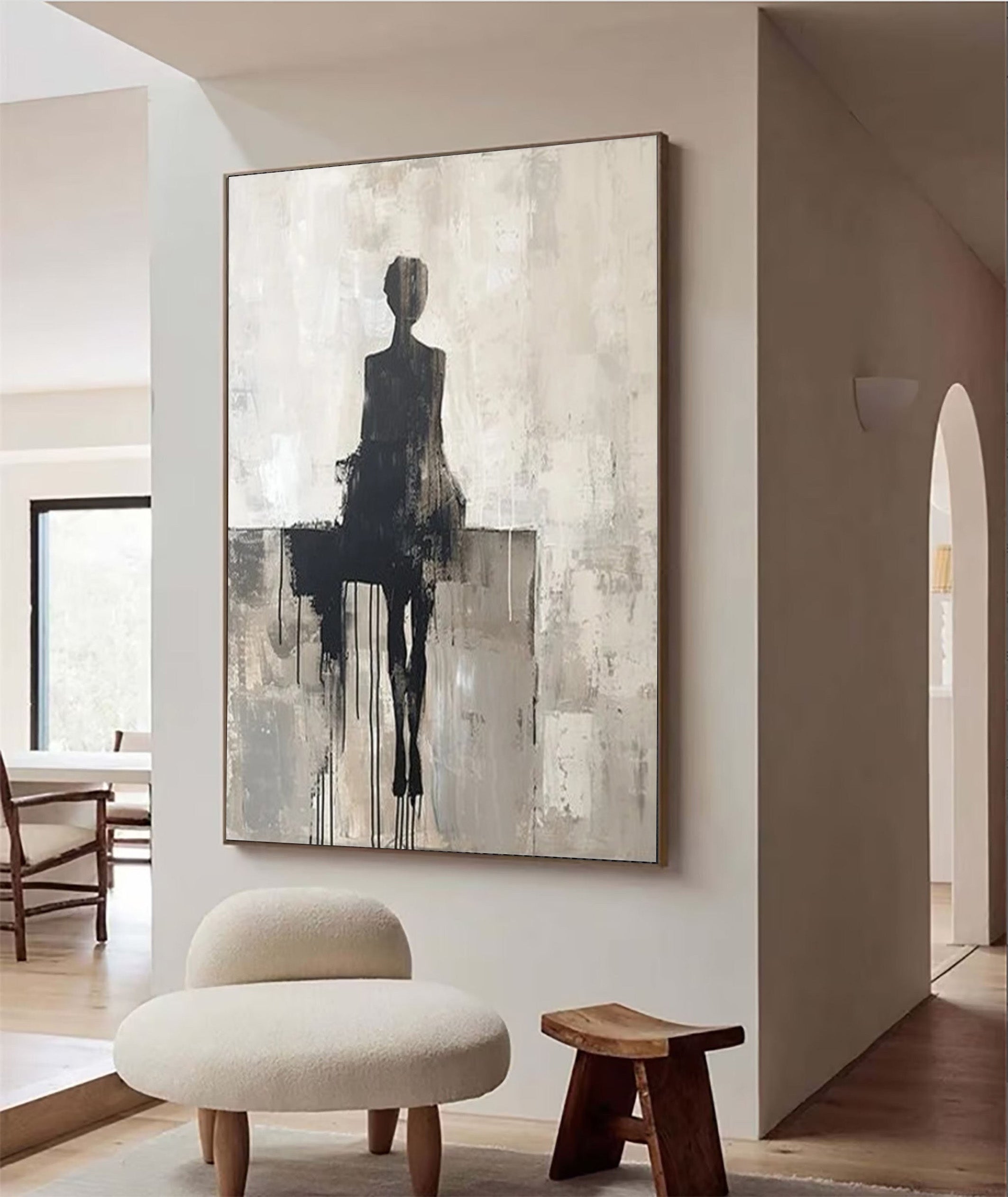 Abstract Figure Canvas, Textured Monochrome Wall Art #BGA 206 - Image 2