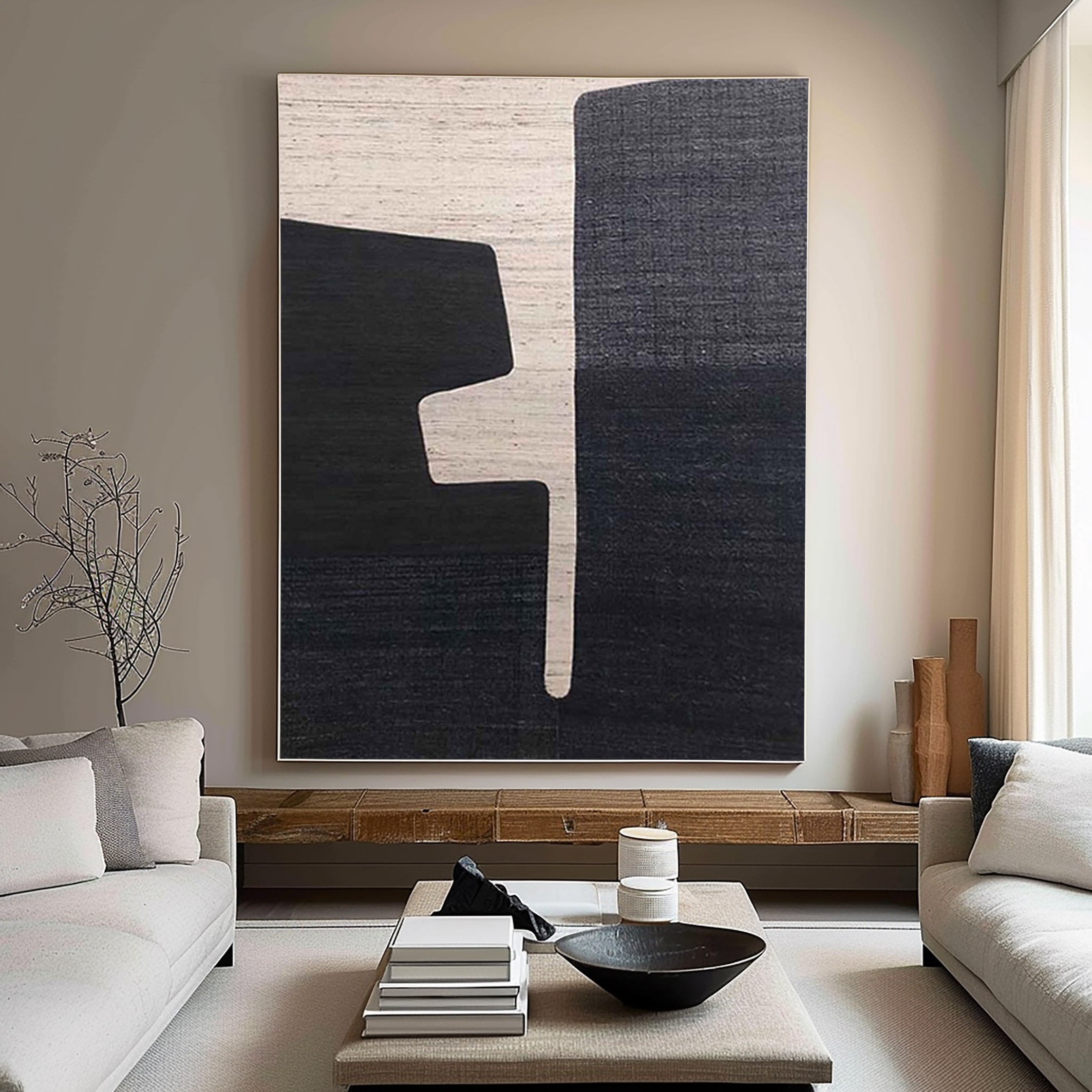 Black & White Minimalist Painting #BWM 005 - Image 3