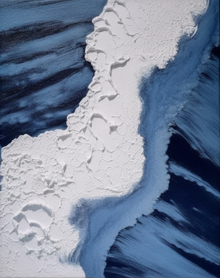 Textured Ocean Abstract, Bold Blue and White Wall Art #BGA 241 - Image 3