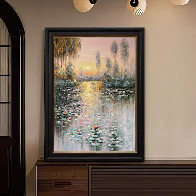 Sunset Bloom: Impressionistic Lily Pond, Vibrant Landscape Art #BGA 181 - Image 10